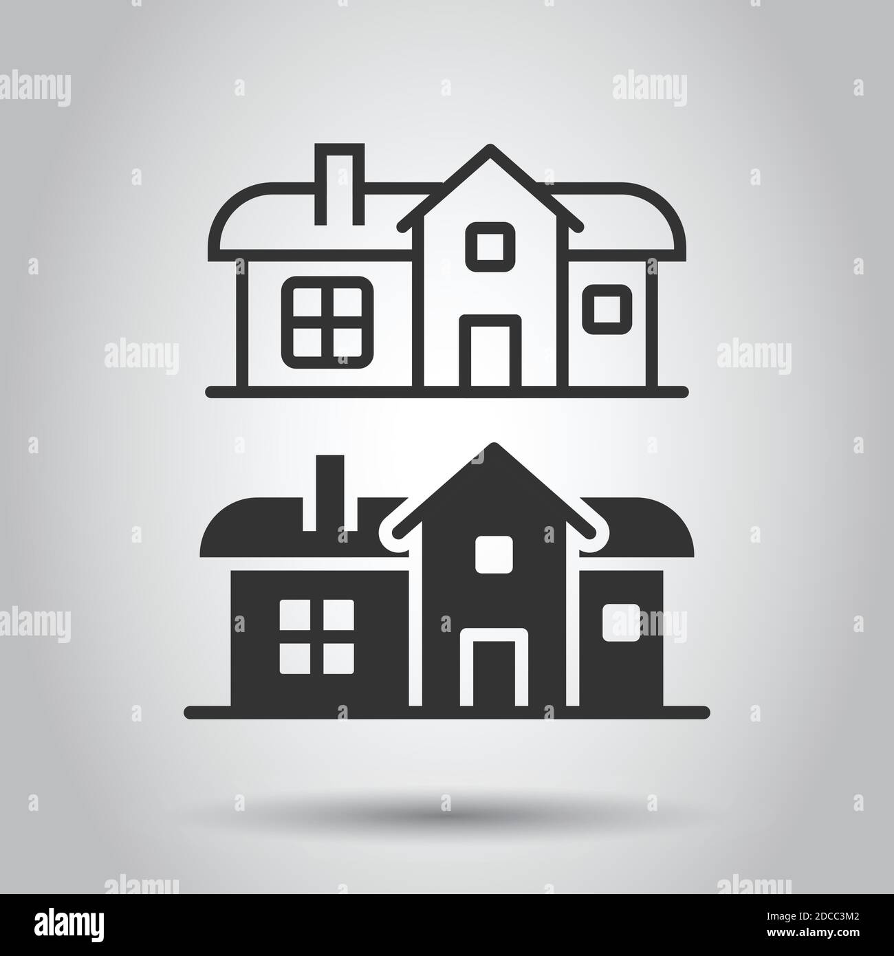 Building icon in flat style. Home vector illustration on white isolated ...
