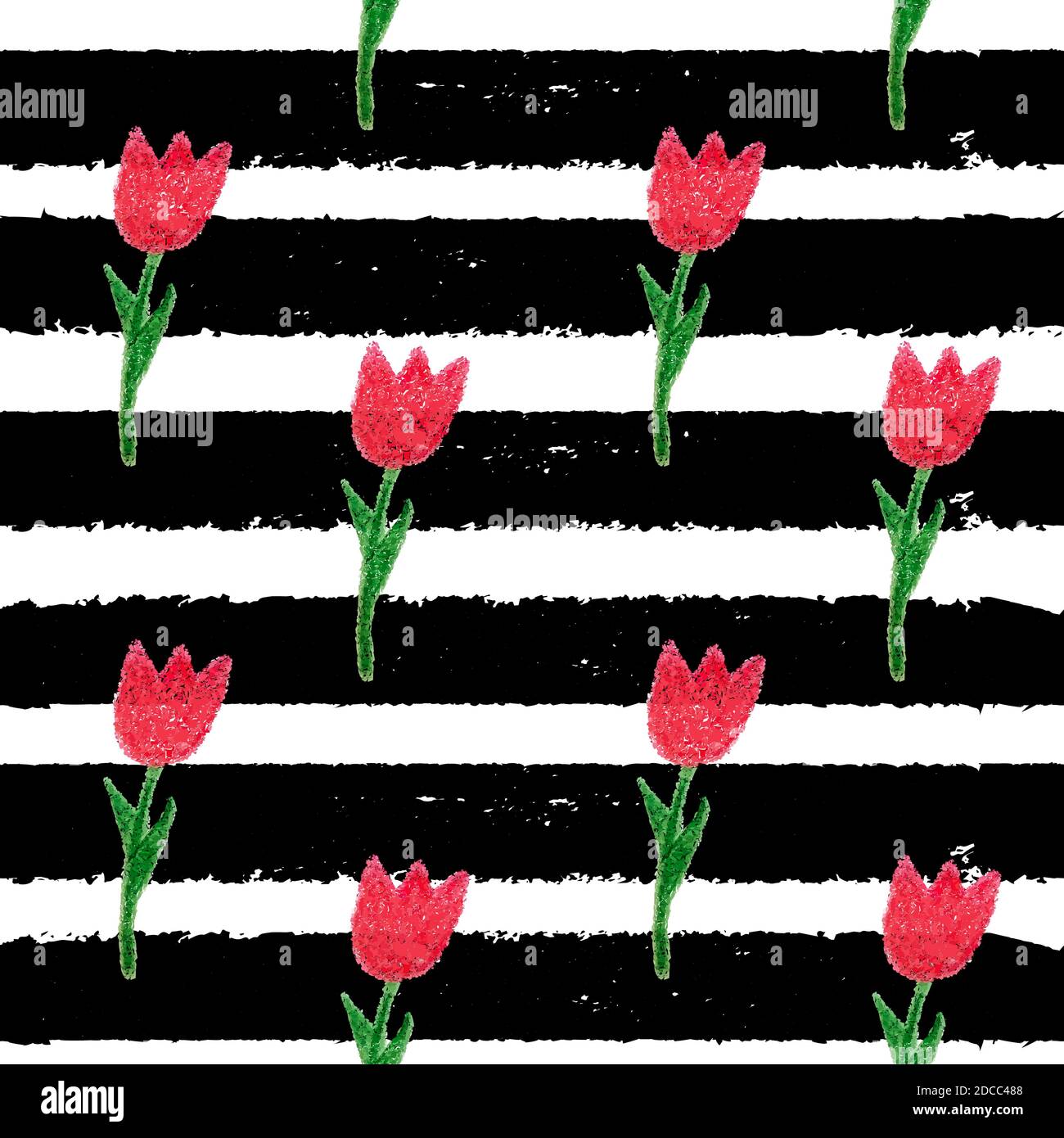 Abstract Hand Drawn Flower Seamless pattern Background Illustration ...