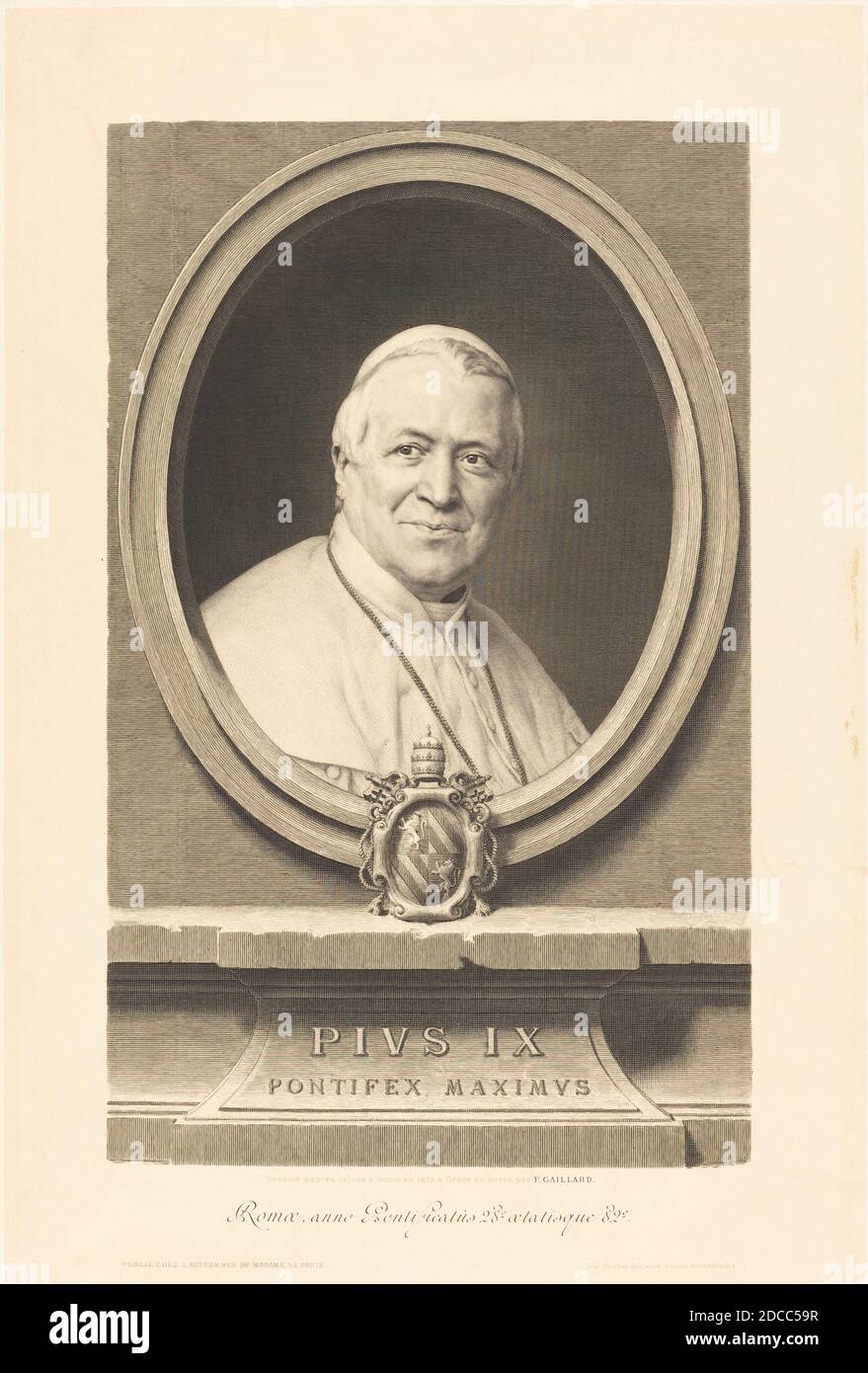 Ferdinand Gaillard, (artist), French, 1834 - 1887, Pius IX, 1873, engraving Stock Photo