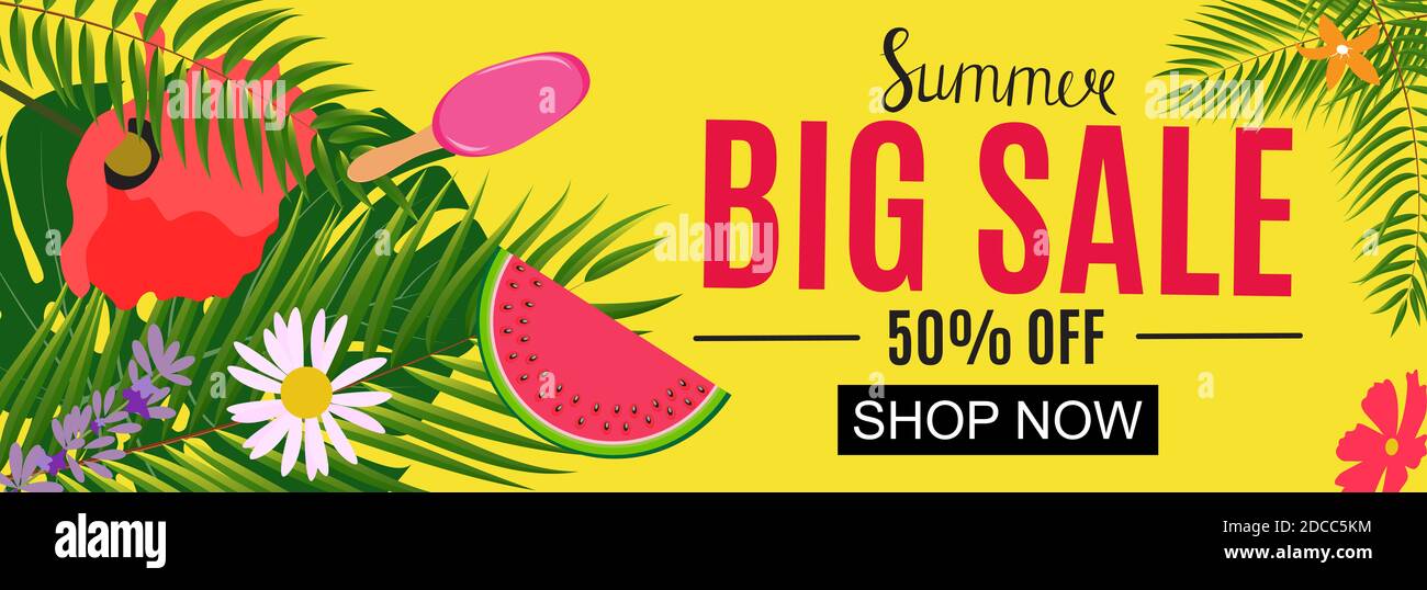 Summer Sale Abstract Banner Background Illustration Stock Photo - Alamy