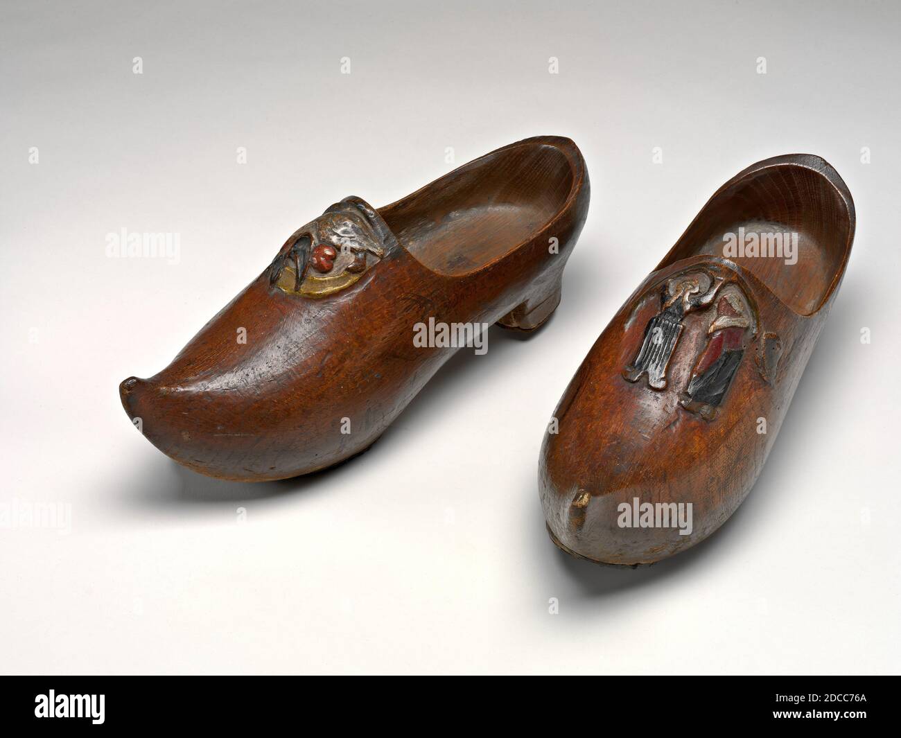 Paul Gauguin, (artist), French, 1848 - 1903, Pair of Wooden Shoes (Sabots), 1889/1890, polychromed oak, leather, and iron nails, overall: 12.8 x 32.7 x 11.2 cm (5 1/16 x 12 7/8 x 4 7/16 in Stock Photo