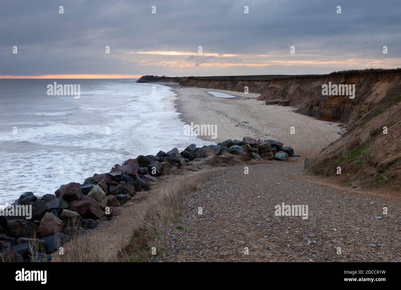 Sunrise at Happisburgh Beach in Norfolk England UK Stock Photo