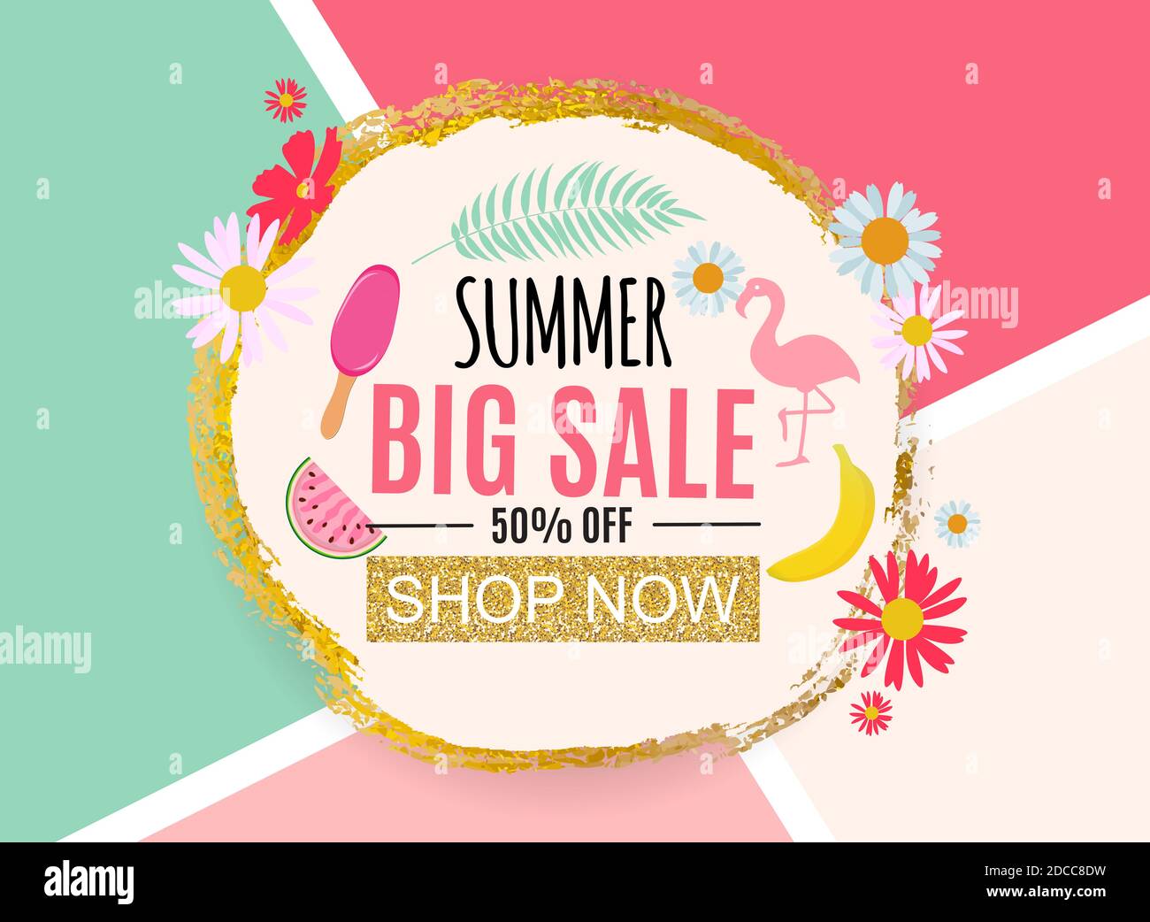 Summer Sale Abstract Banner Background Illustration Stock Photo - Alamy