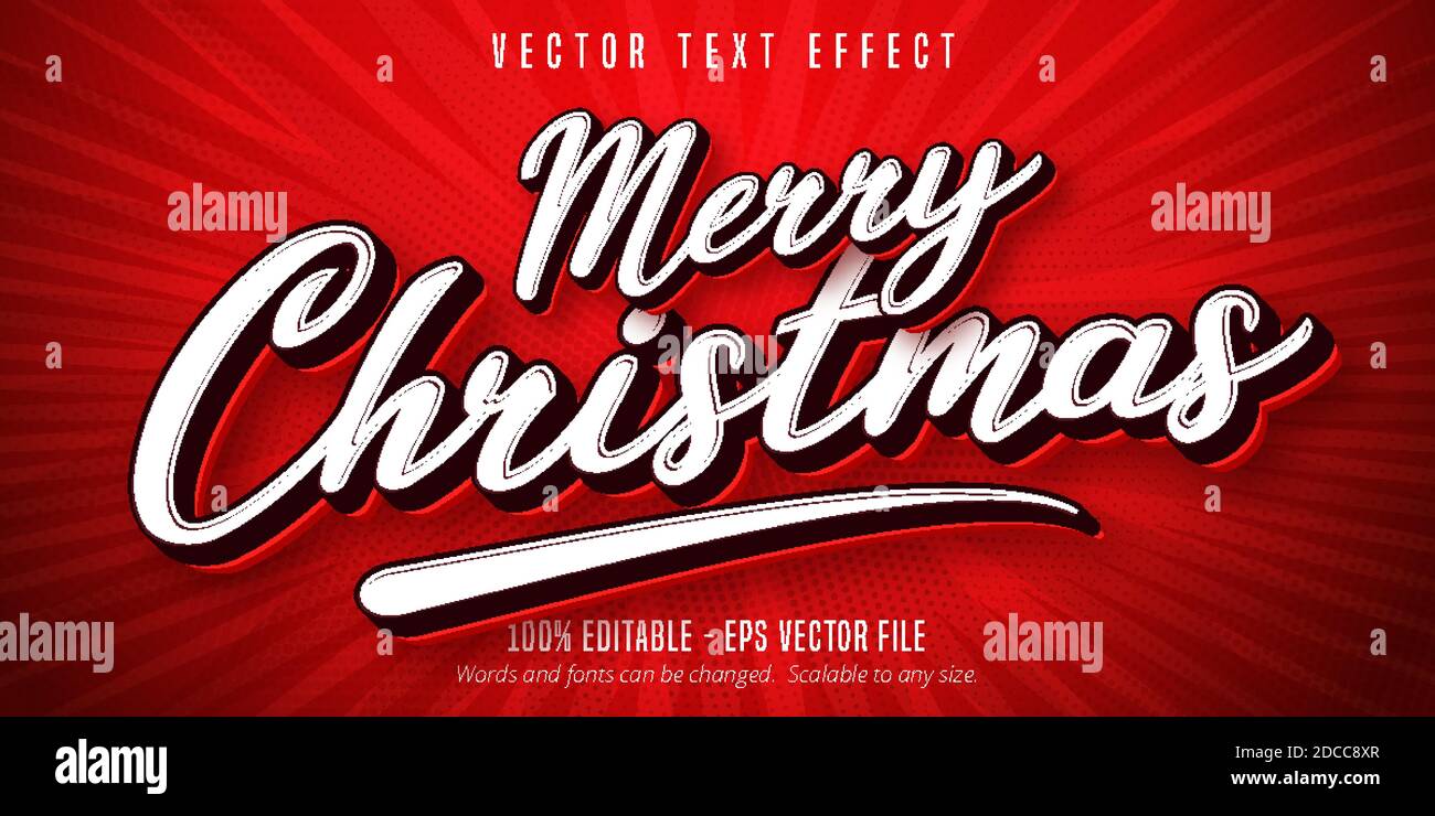Merry Christmas text, pop art style editable text effect Stock Vector Image  & Art - Alamy
