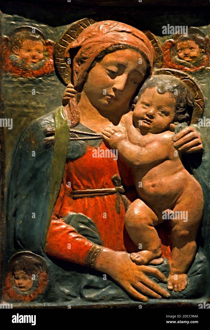 Virgin and Child, Benedetto da Maiano 1442 – 1497 Italian sculptor of the early Renaissance. Italian, Italy. Stock Photo