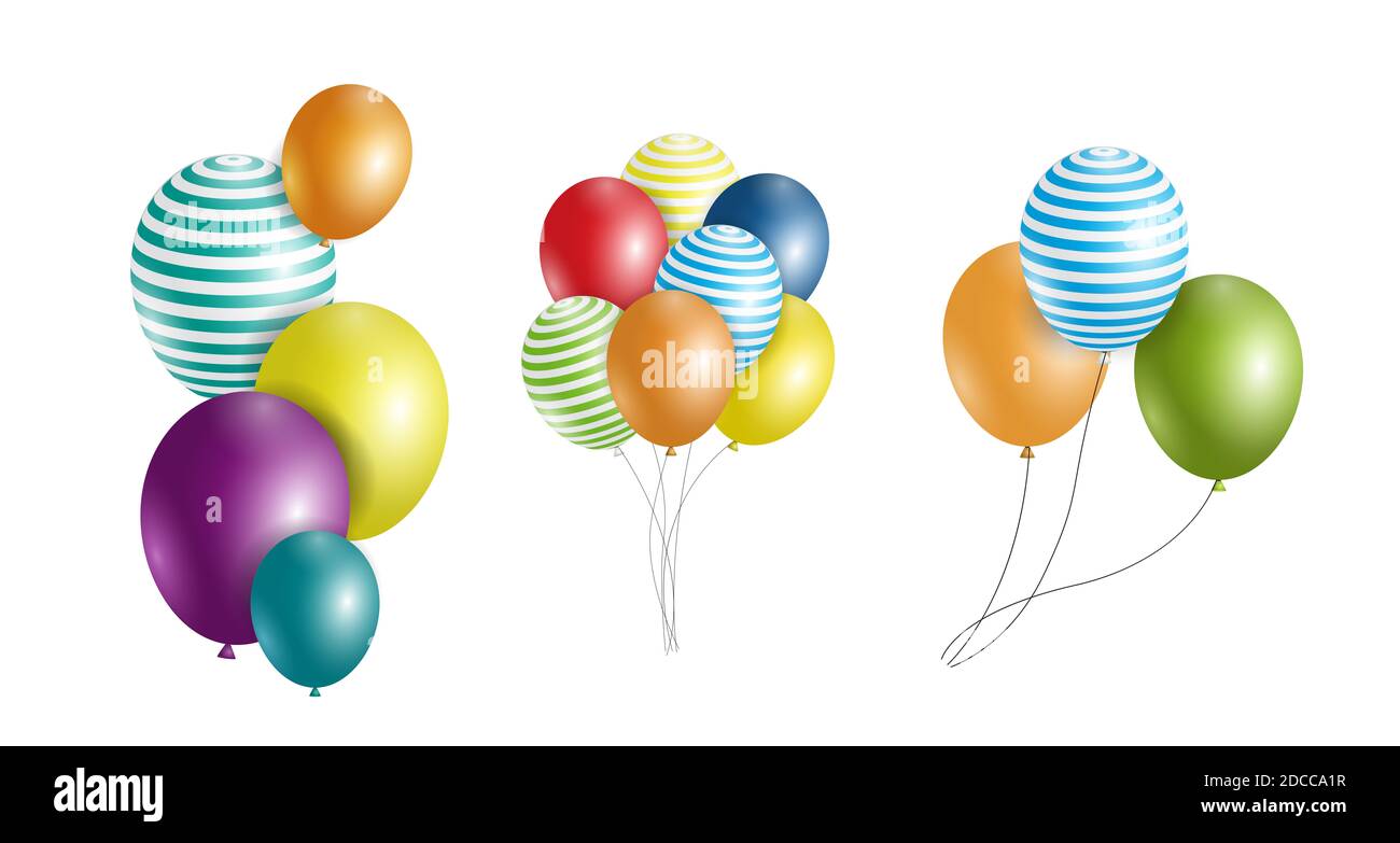 Group of Colour Glossy Helium Balloons Isolated on Transperent ...