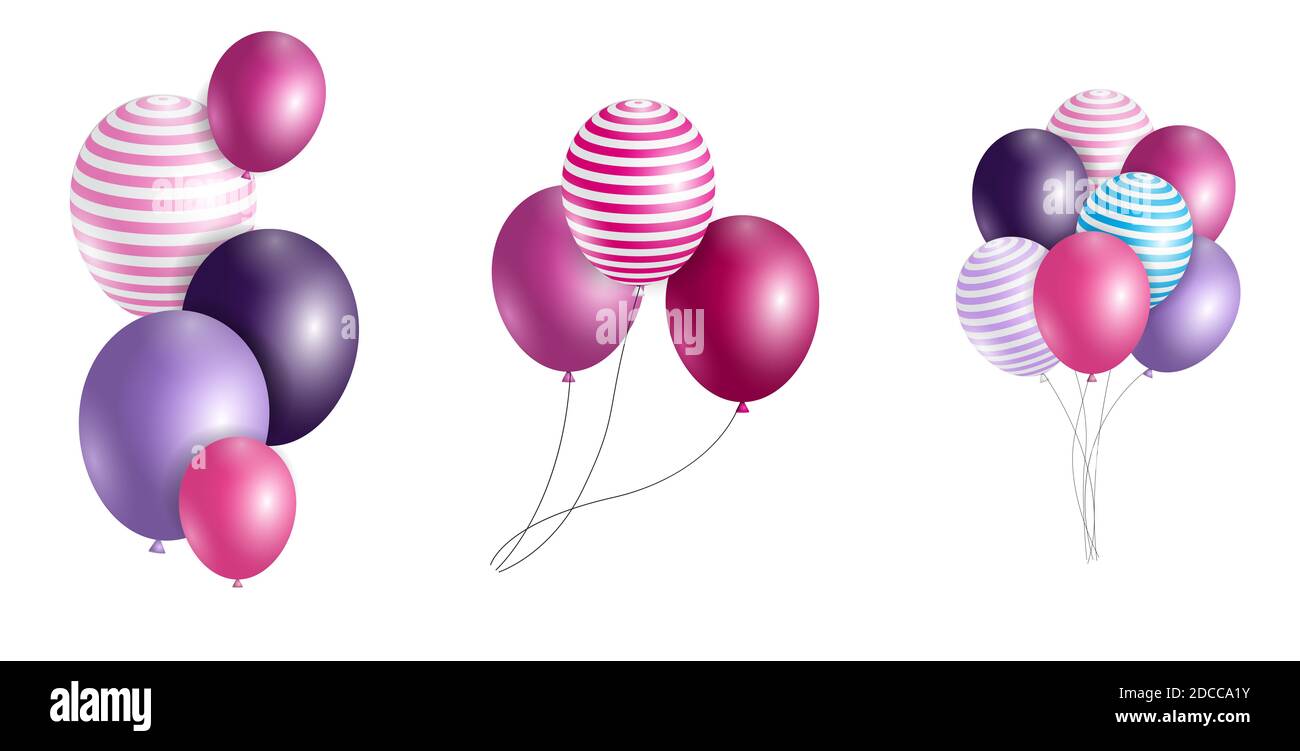Group of Colour Glossy Helium Balloons Isolated on Transperent ...