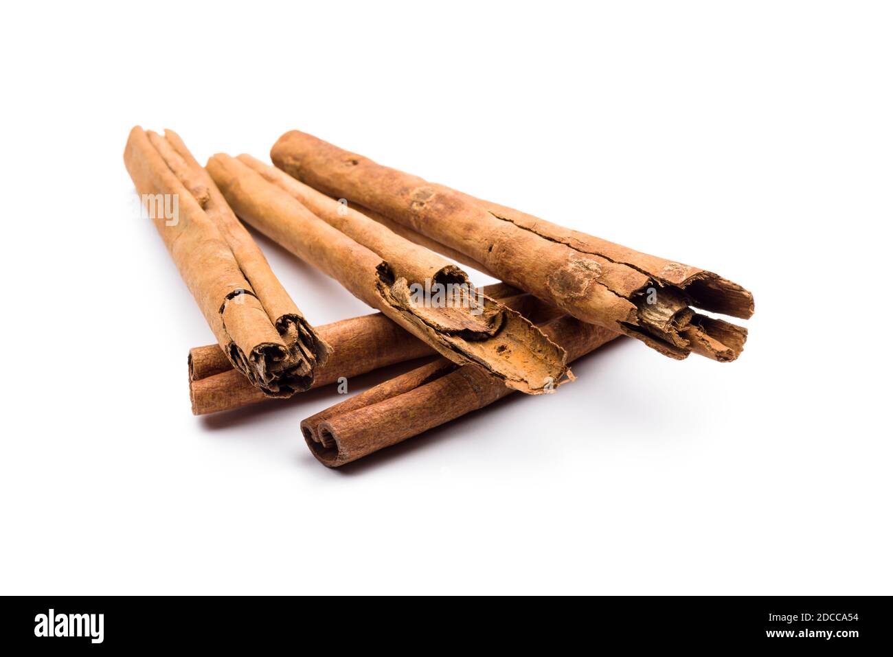 cinnamon stick composition on white background Stock Photo