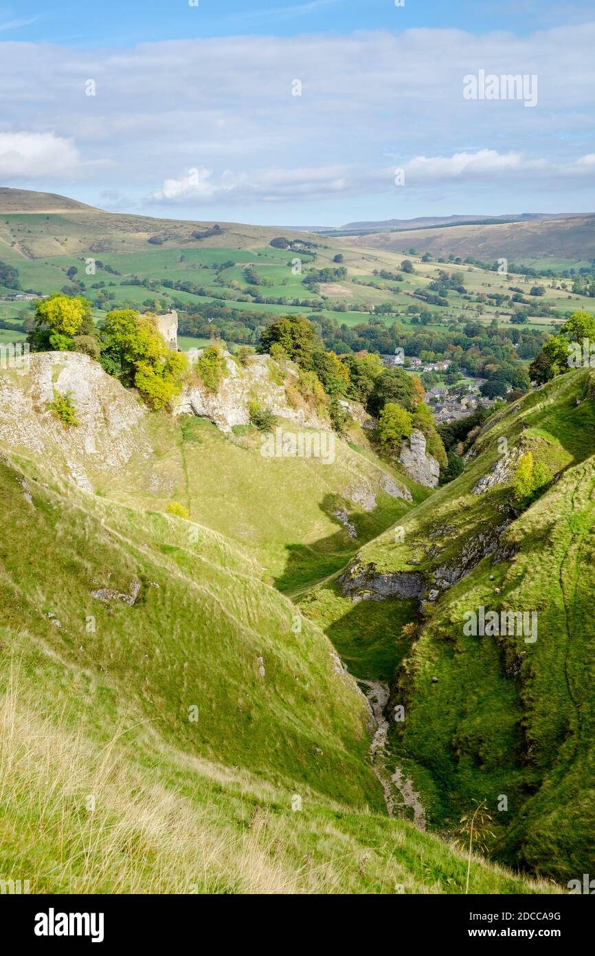 Looking into Cavedale from above. Stock Photo