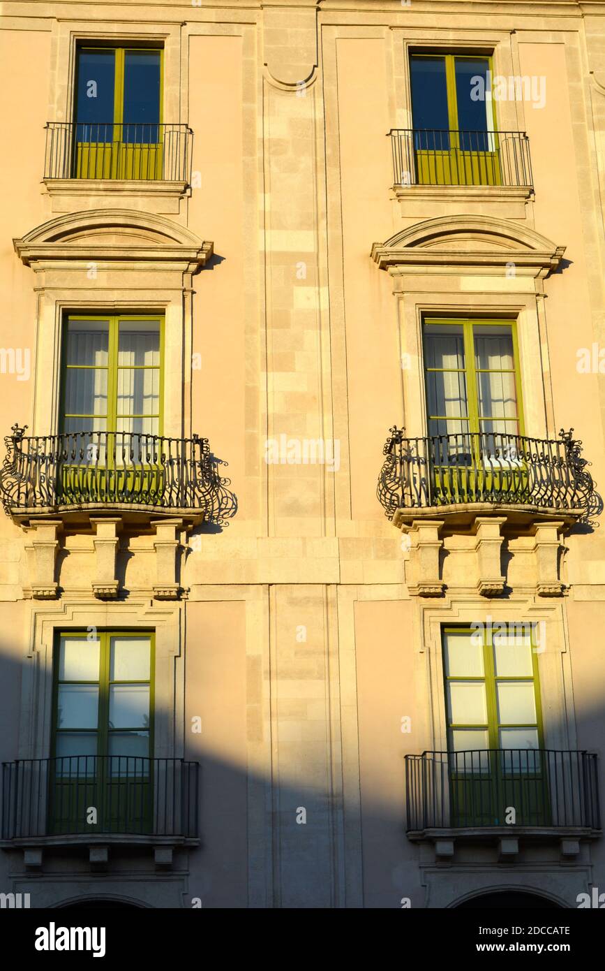 Sunshine on an apartment building in Catania, Sicily Stock Photo Alamy