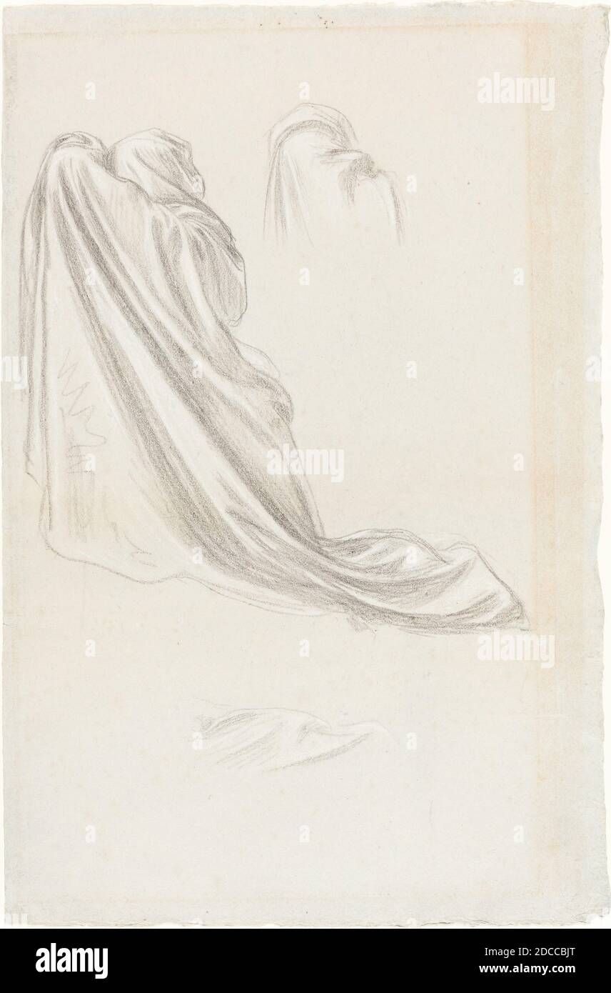 Frederic, Lord Leighton, (artist), British, 1830 - 1896, Study for 'The Wise and Foolish Virgins', black chalk heightened with white on blue wove paper, overall: 45 x 29.5 cm (17 11/16 x 11 5/8 in Stock Photo