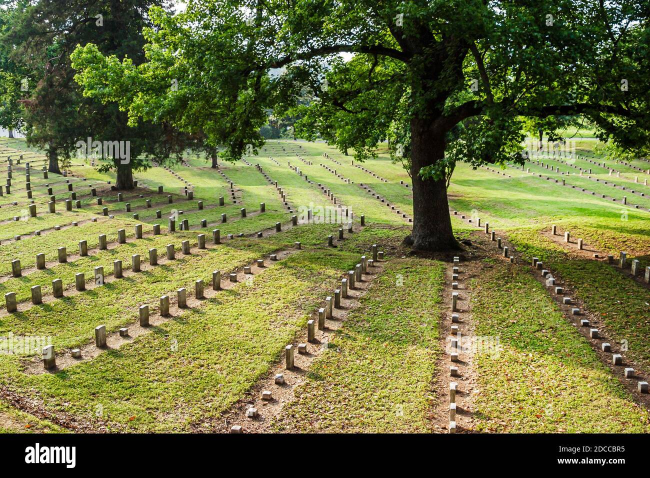 Mississippi Vicksburg National Military Park,Civil War battle site battlefield,Vicksburg National cemetery burial ground grounds graves gravestones, Stock Photo