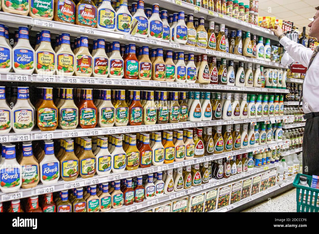 Miami Beach Florida,Publix Grocery Store supermarket,salad dressings shelf shelves,display sale inside interior Stock Photo