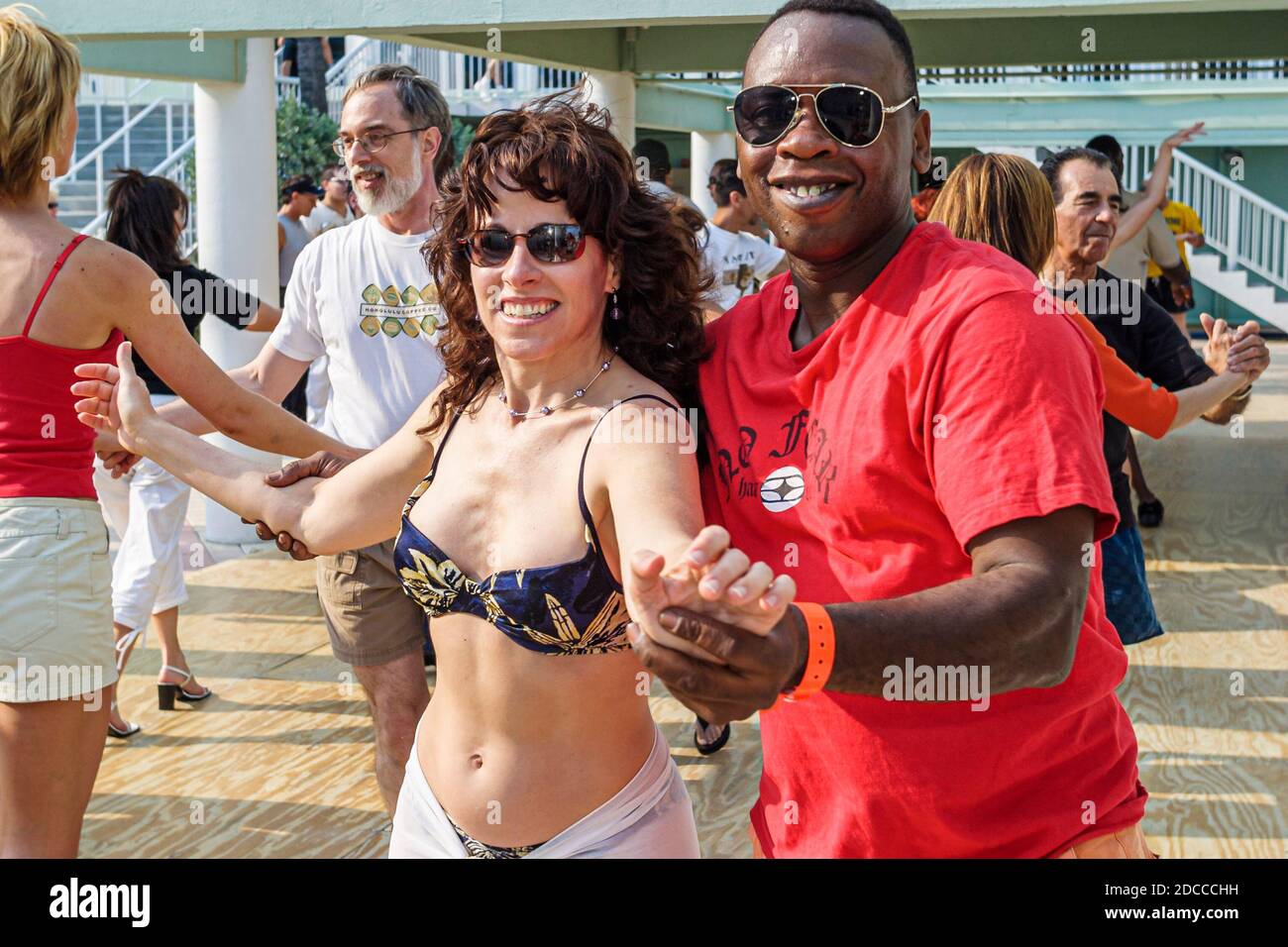 Miami Beach Florida,Deauville Beach Resort hotel,International Hustle & Salsa Competition,dancers dancing Black African Hispanic man men woman female Stock Photo