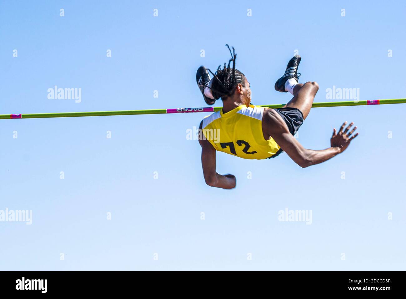 Miami Florida,Tropical Park Greater Miami Athletic Conference championships,track & field high school student students competitor competing,teen teens Stock Photo