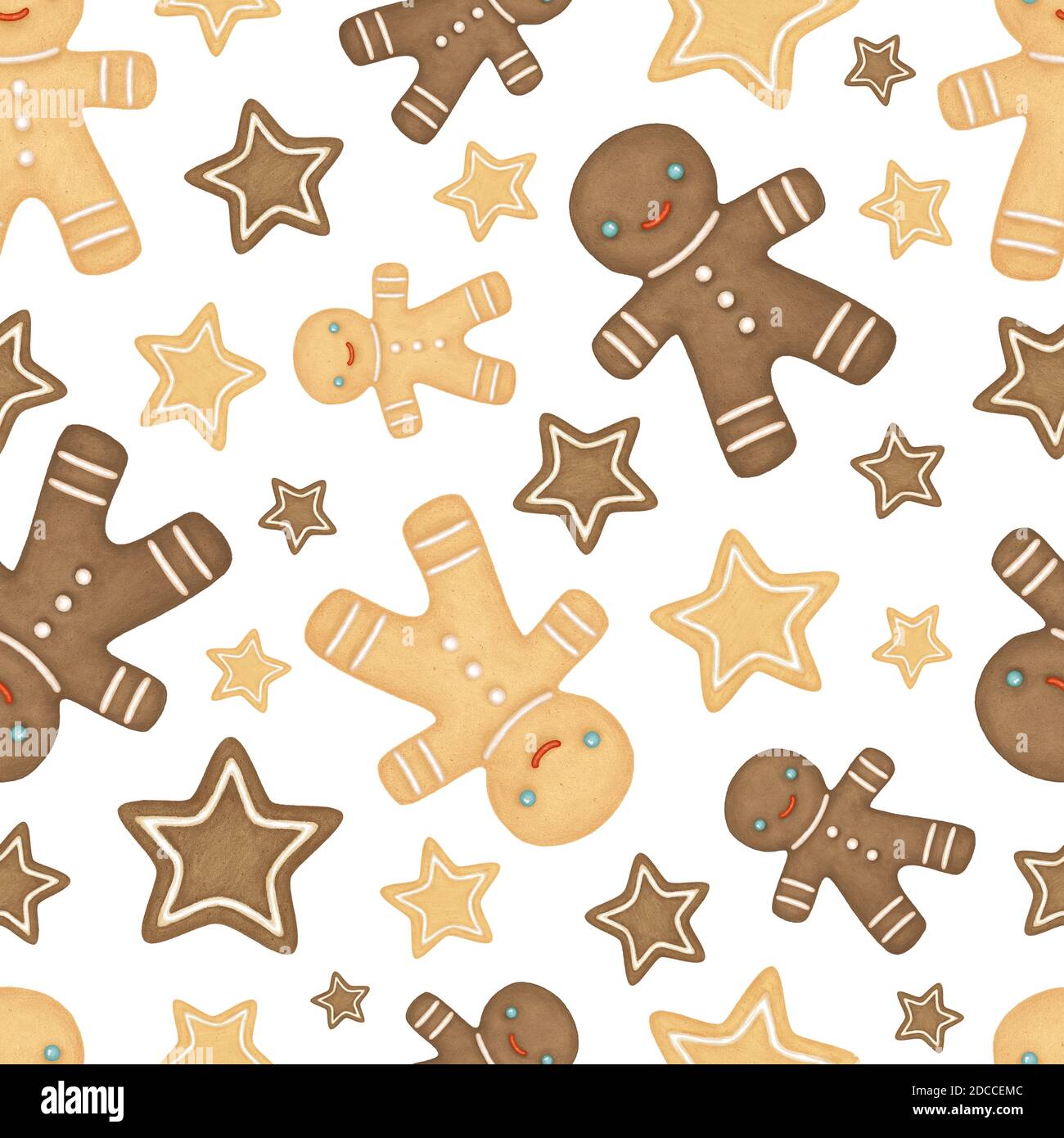 Christmas seamless pattern with gingerbread men. Gingerbread men on a ...
