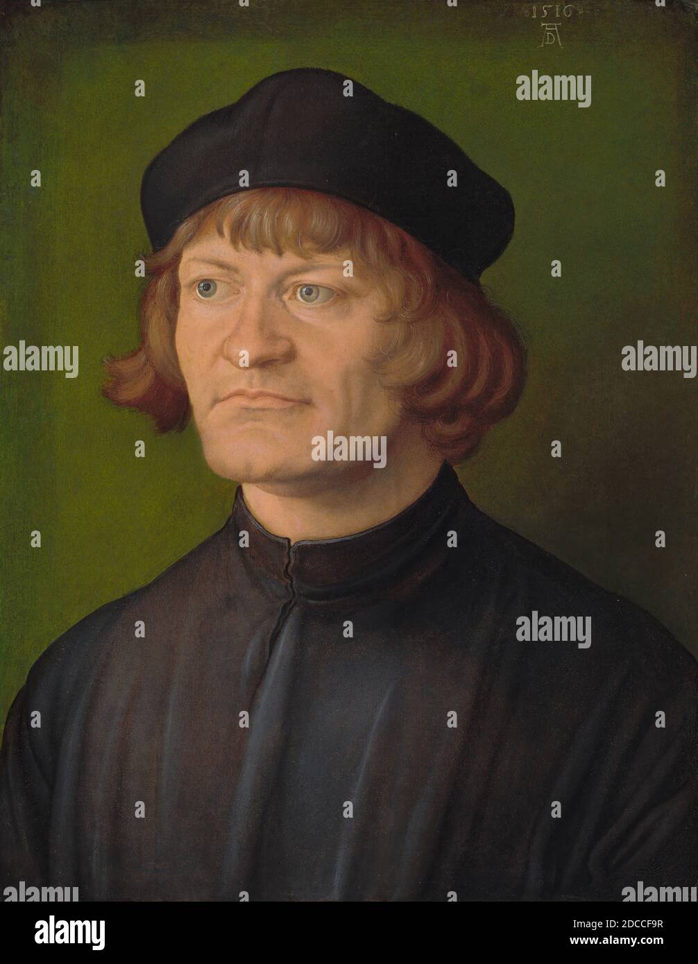 Albrecht Dürer, (artist), German, 1471 - 1528, Portrait of a Clergyman (Johann Dorsch?), 1516, oil on parchment on fabric, painted surface: 41.7 x 32.7 cm (16 7/16 x 12 7/8 in.), support: 43 x 33 cm (16 15/16 x 13 in.), framed: 60.5 x 51.3 x 4.4 cm (23 13/16 x 20 3/16 x 1 3/4 in Stock Photo