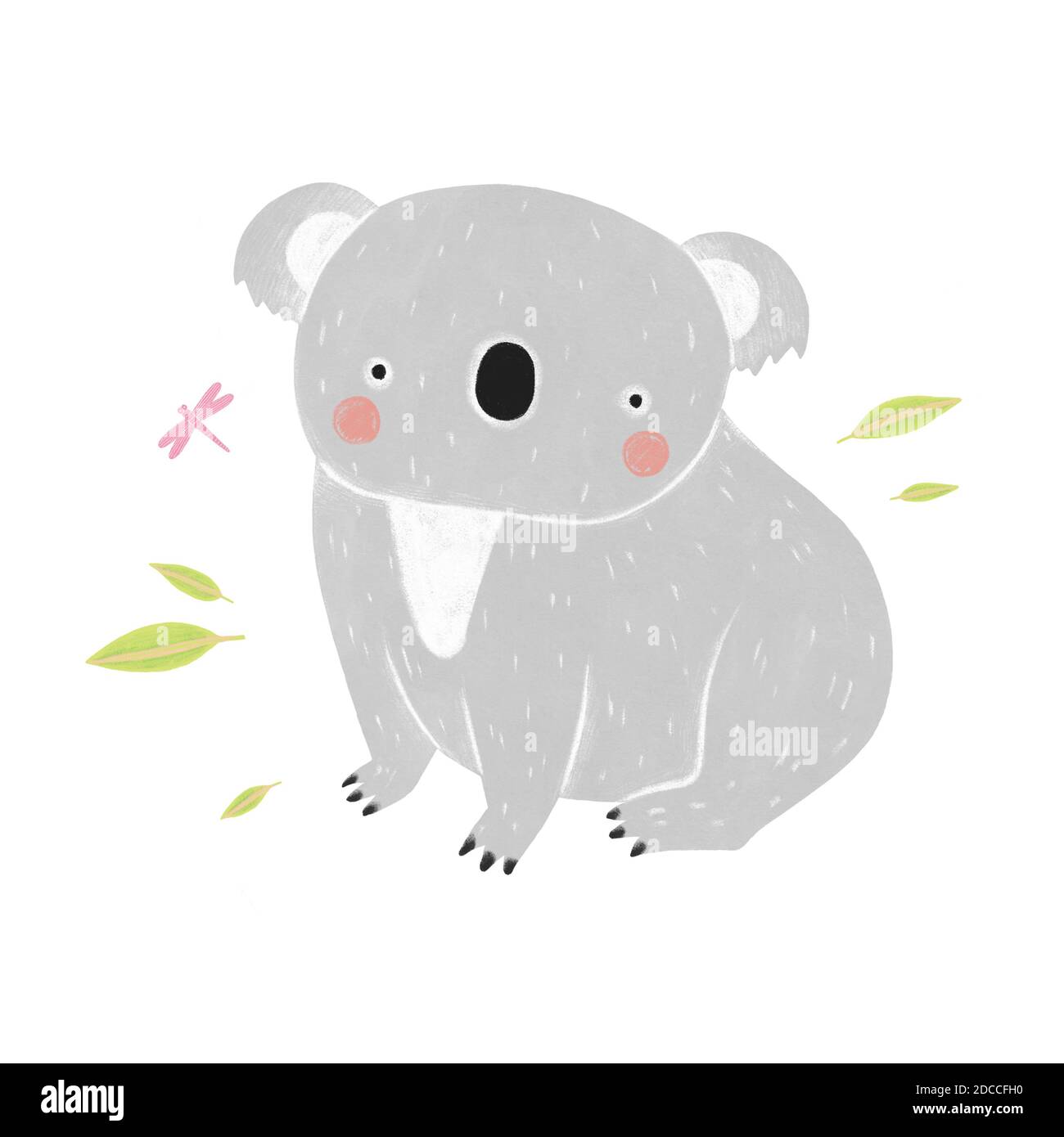 Funny koala on a white background. Hand drawn cartoon character Stock Photo