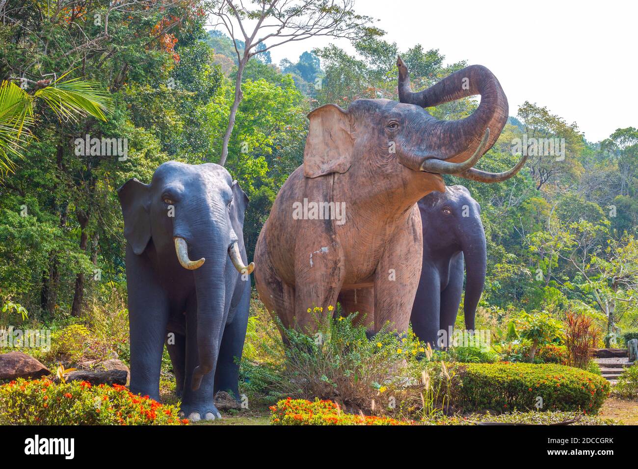 Koh Chang, Thailand - 01/17/2020:Large sculptures of elephants in the ...