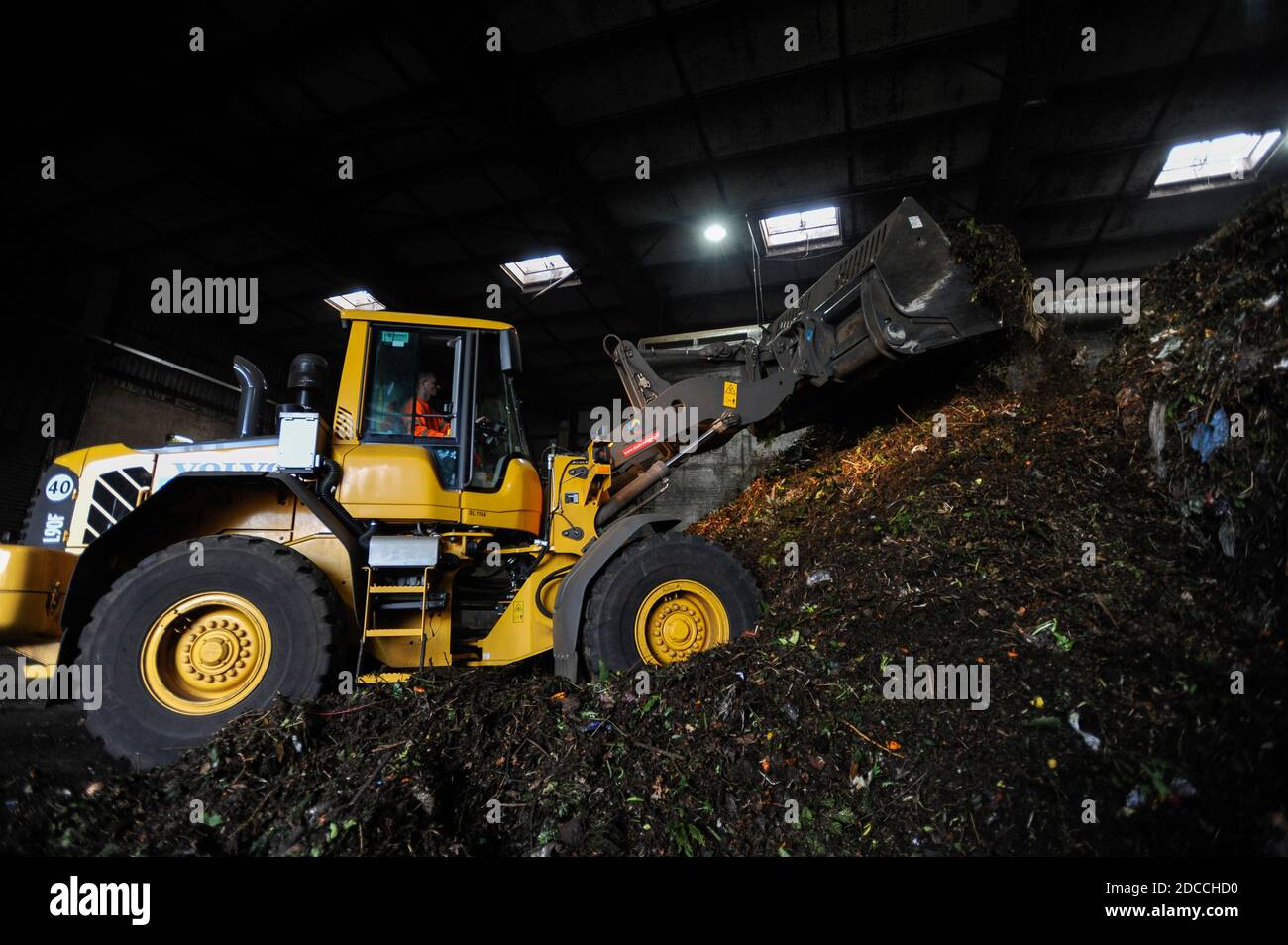 GERMANY, Hamburg, compost factory and biogas plant , organic waste is ...
