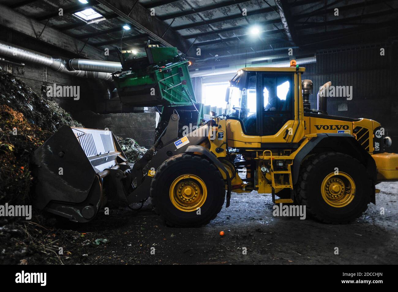 GERMANY, Hamburg, compost factory and biogas plant , organic waste is ...