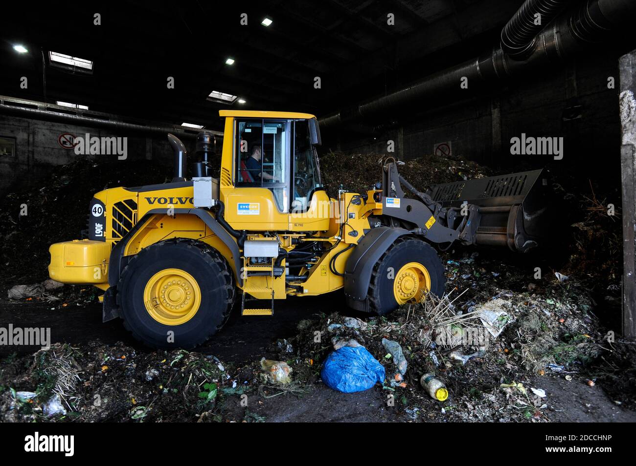 GERMANY, Hamburg, compost factory and biogas plant , organic waste is ...
