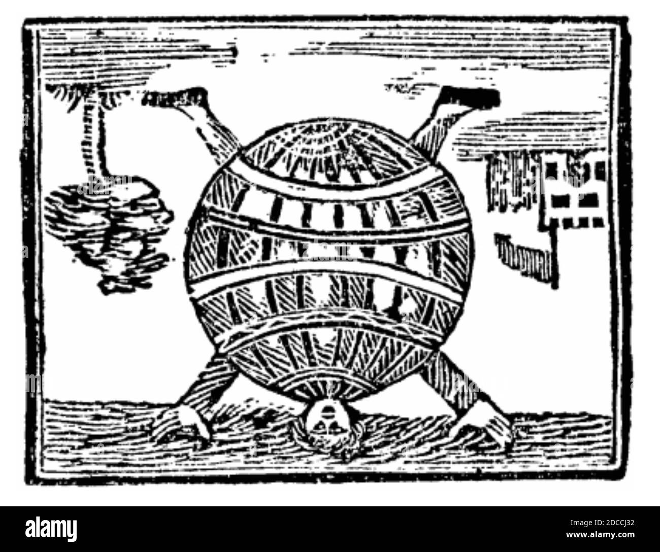 THE WORLD TURNED UPSIDE DOWN Mid-17th century wood engraving  used as a protest against the Parliament's policy outlawing traditional celebrations of Christmas Stock Photo