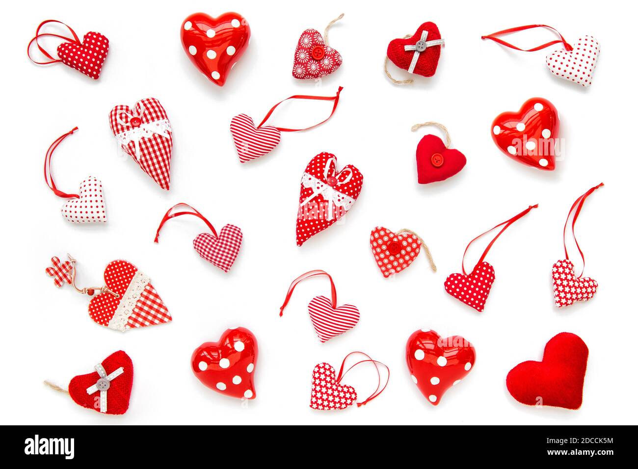 Valentines day banner Red hearts on white background Stock Photo - Alamy