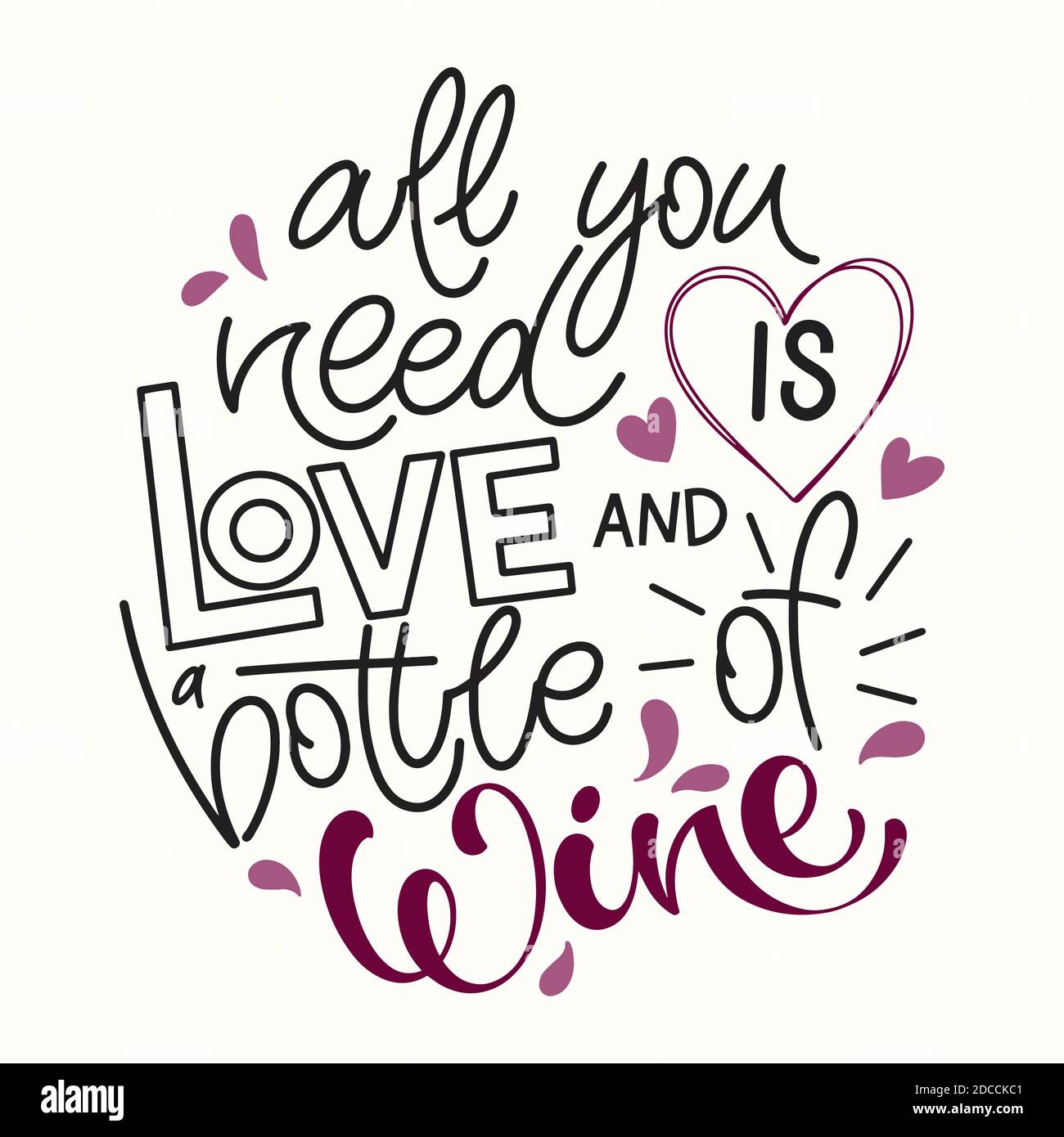 Wine vector hand lettering quote. Inspirational typography for bar, pub ...