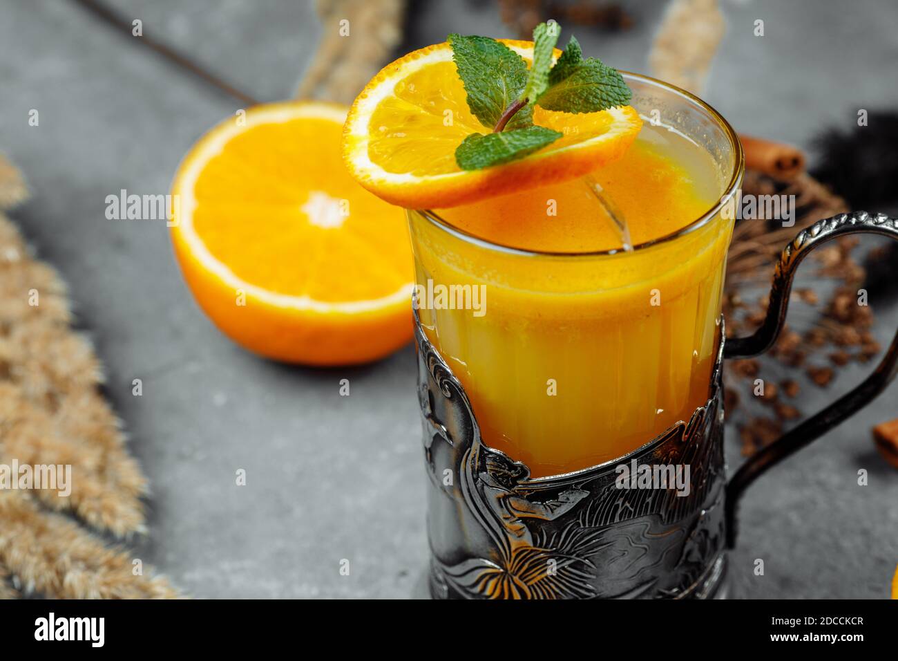 Cocktail TransSiberian Express. Cocktail with brandy, orange juice