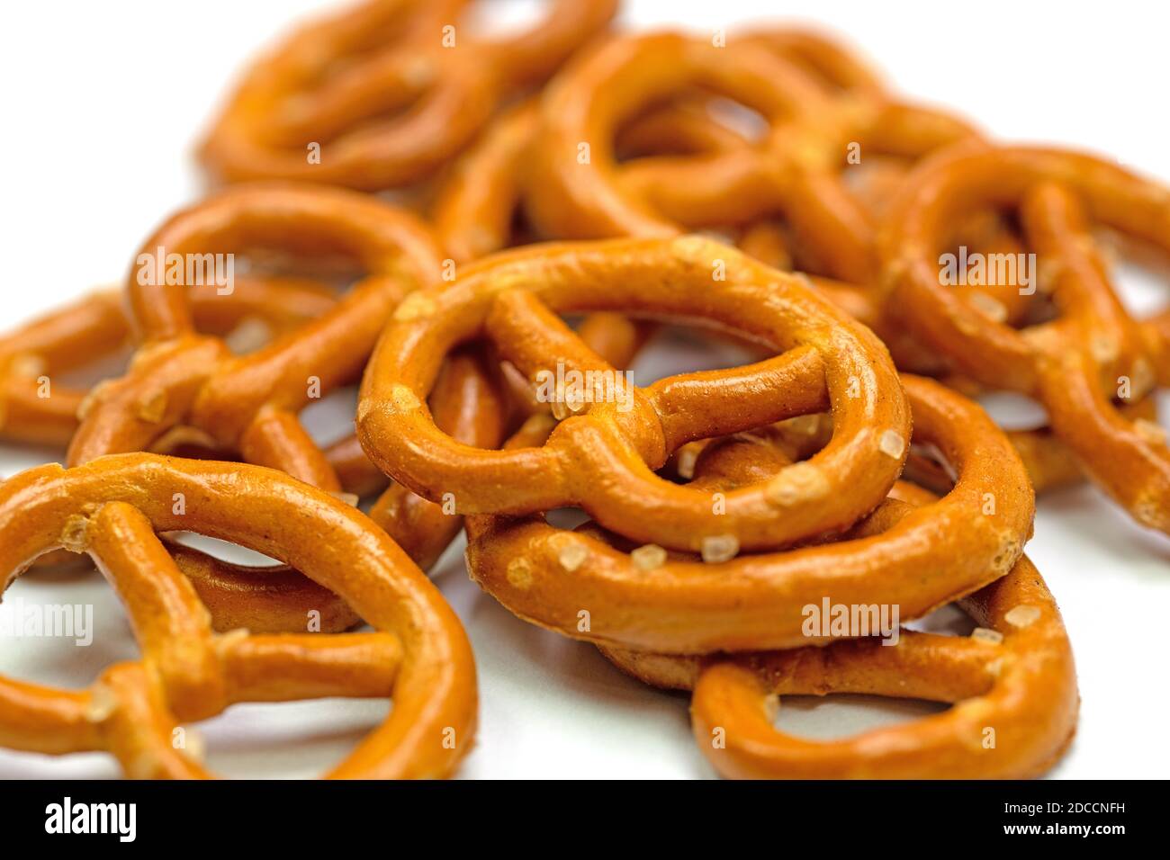 Salt pretzels against a white background Stock Photo