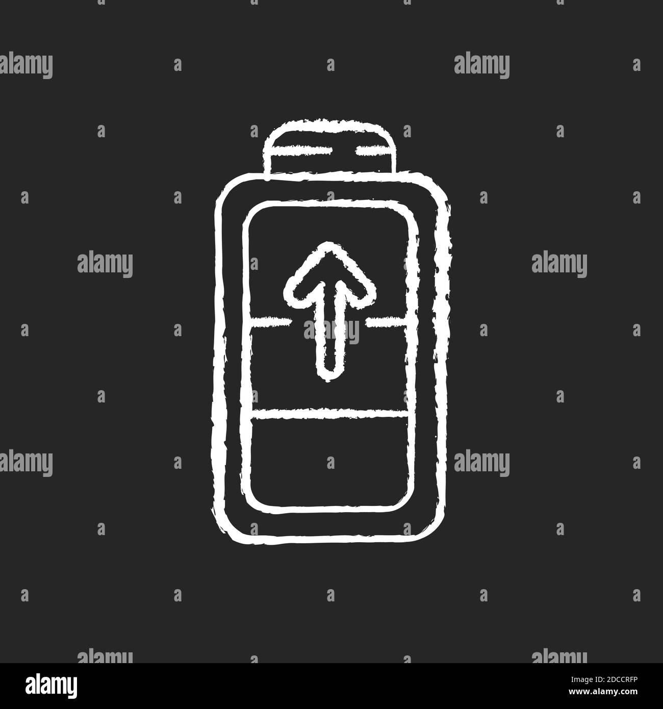 Battery charging process chalk white icon on black background Stock Vector