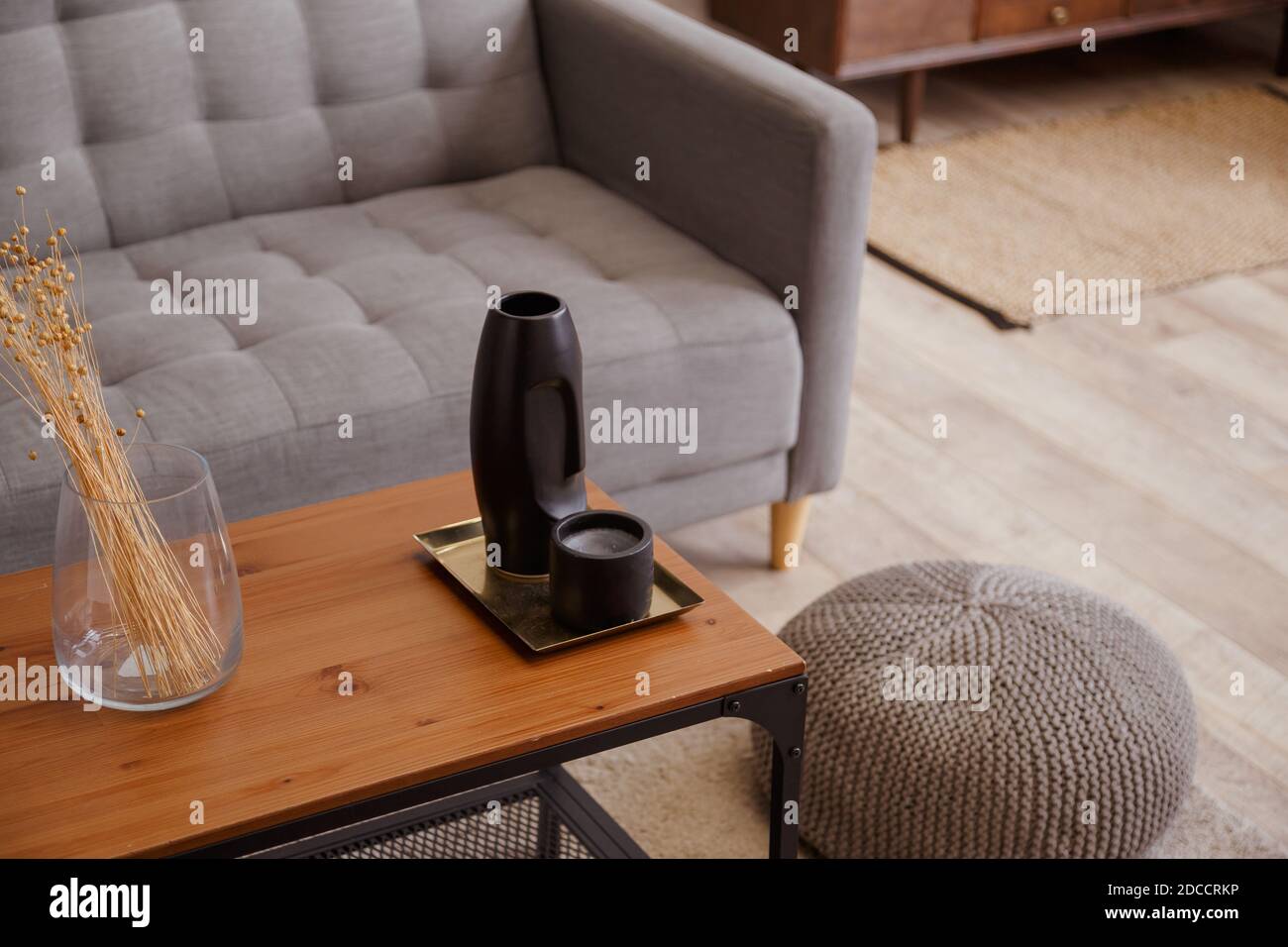 Modern apartment interior of living room with sofa coffee table Stock ...