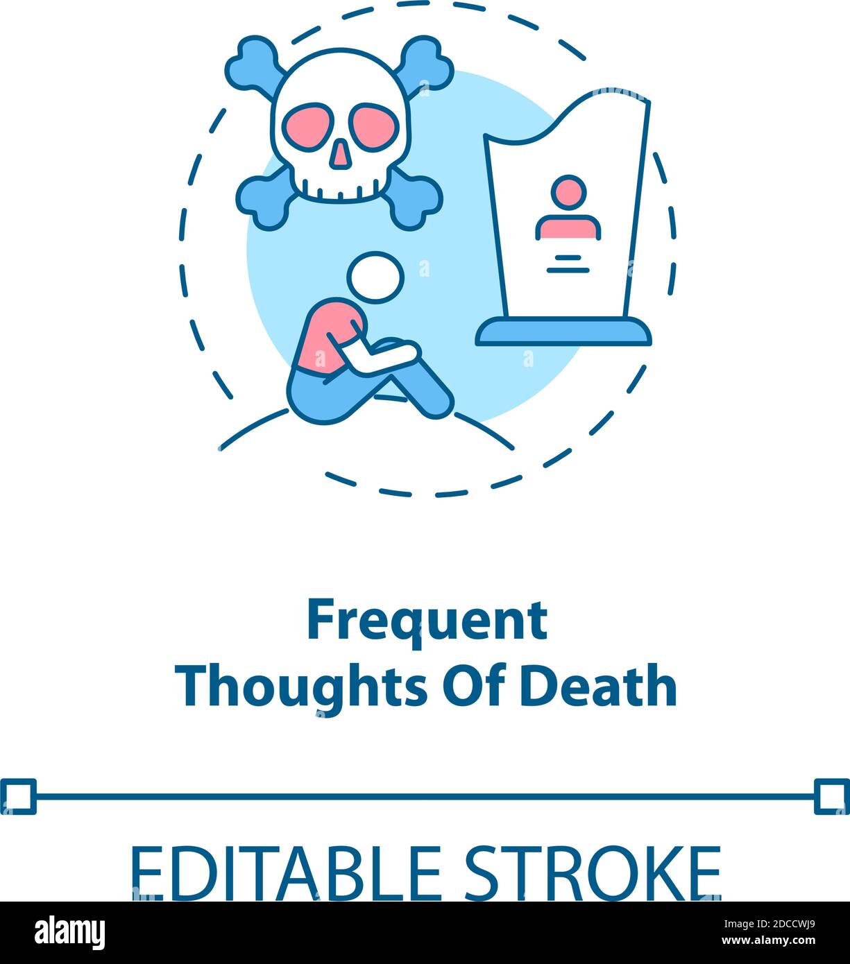 Frequent death thoughts concept icon Stock Vector