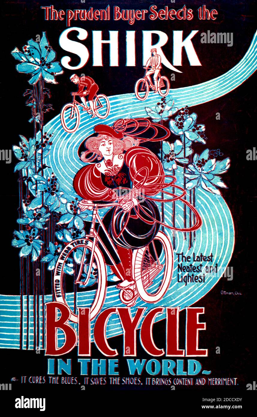 Bicycling, It Cures the Blues, 1890s Stock Photo