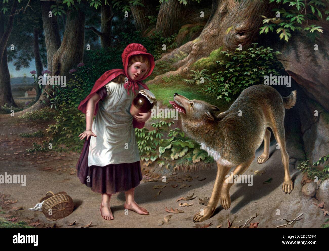 Little Red Riding Hood and the Big Bad Wolf Stock Photo