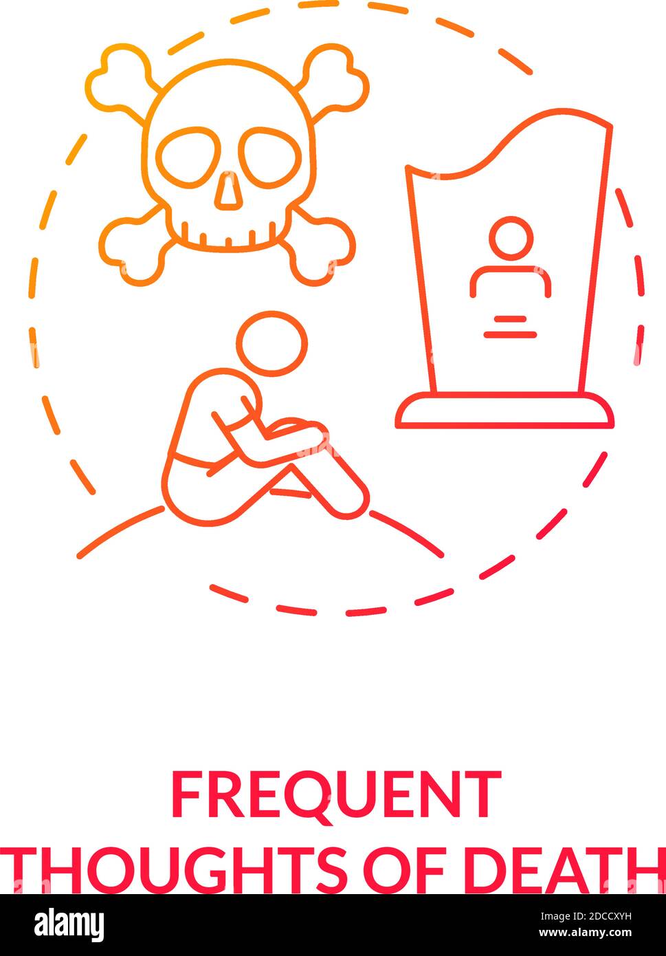 Frequent death thoughts concept icon Stock Vector
