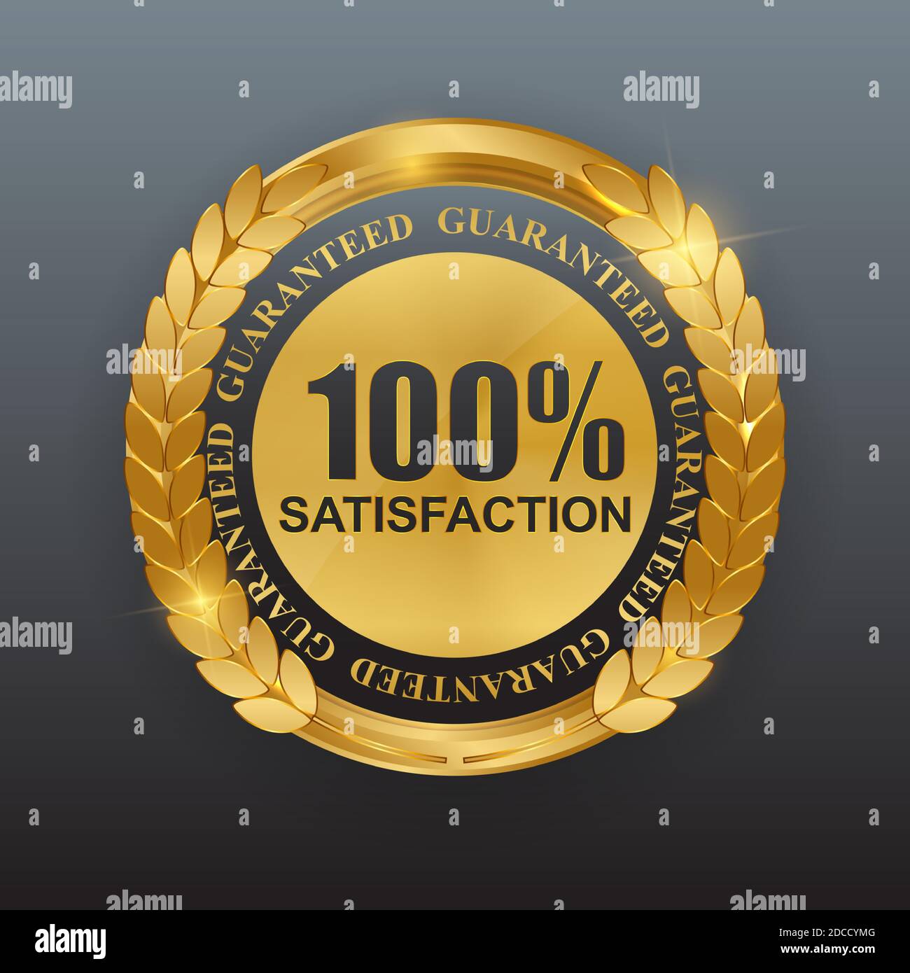 Abstract Gold Label 100% Satisfaction Template. Vector Illustration Stock Vector