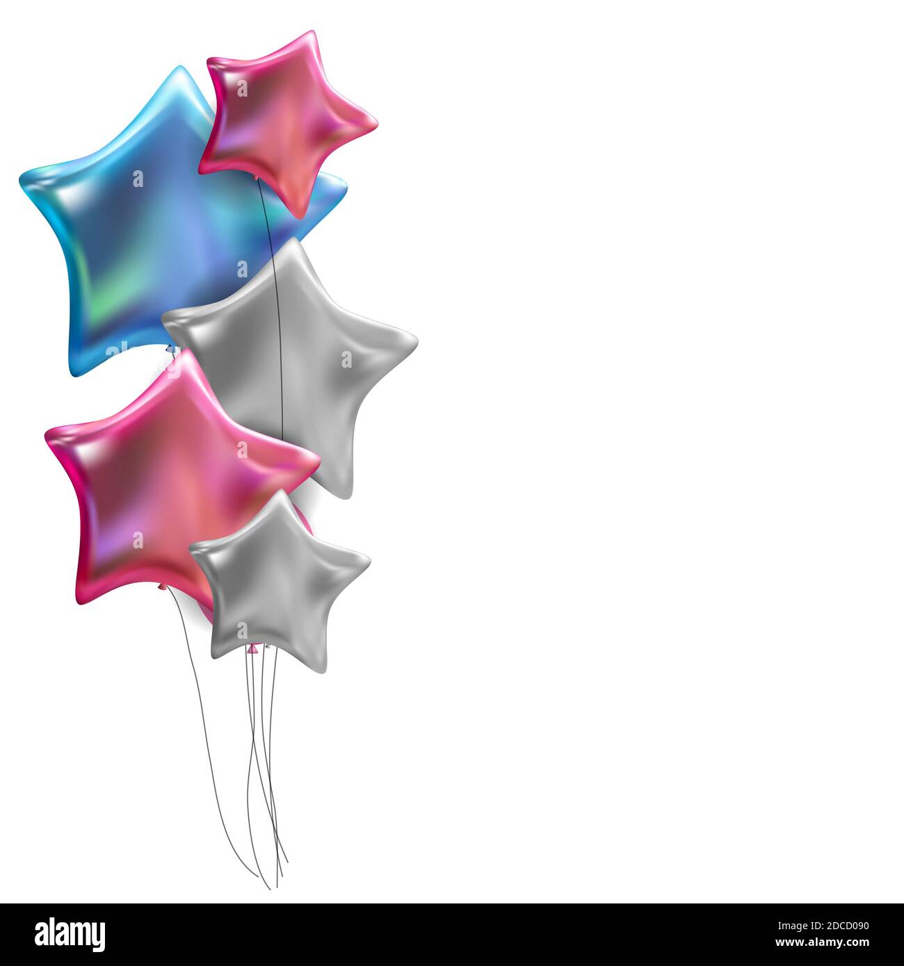 Group of Colour Glossy Helium Balloons Isolated on White Background ...