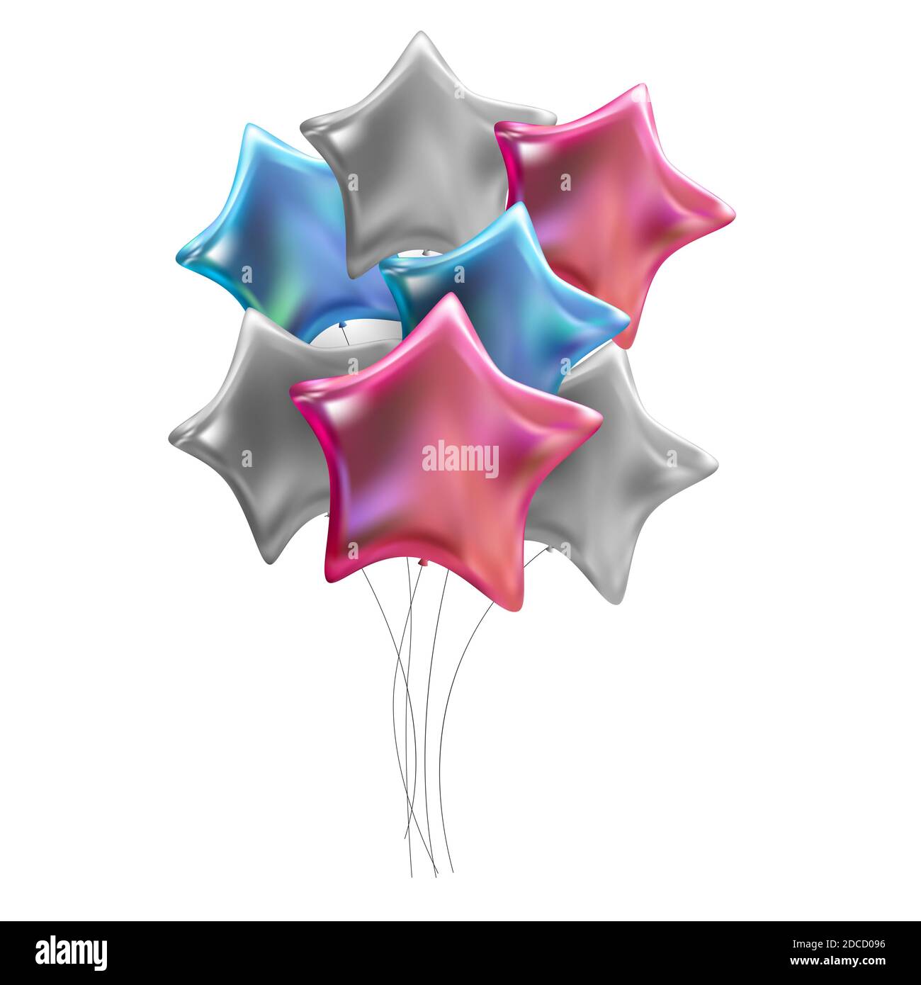 Group of Colour Glossy Helium Balloons Isolated on White Background ...