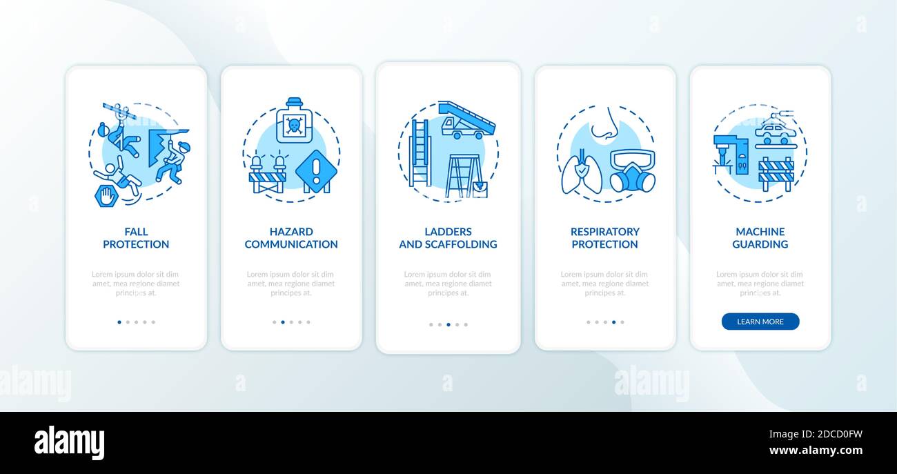 Top workplace safety violations onboarding mobile app page screen with ...