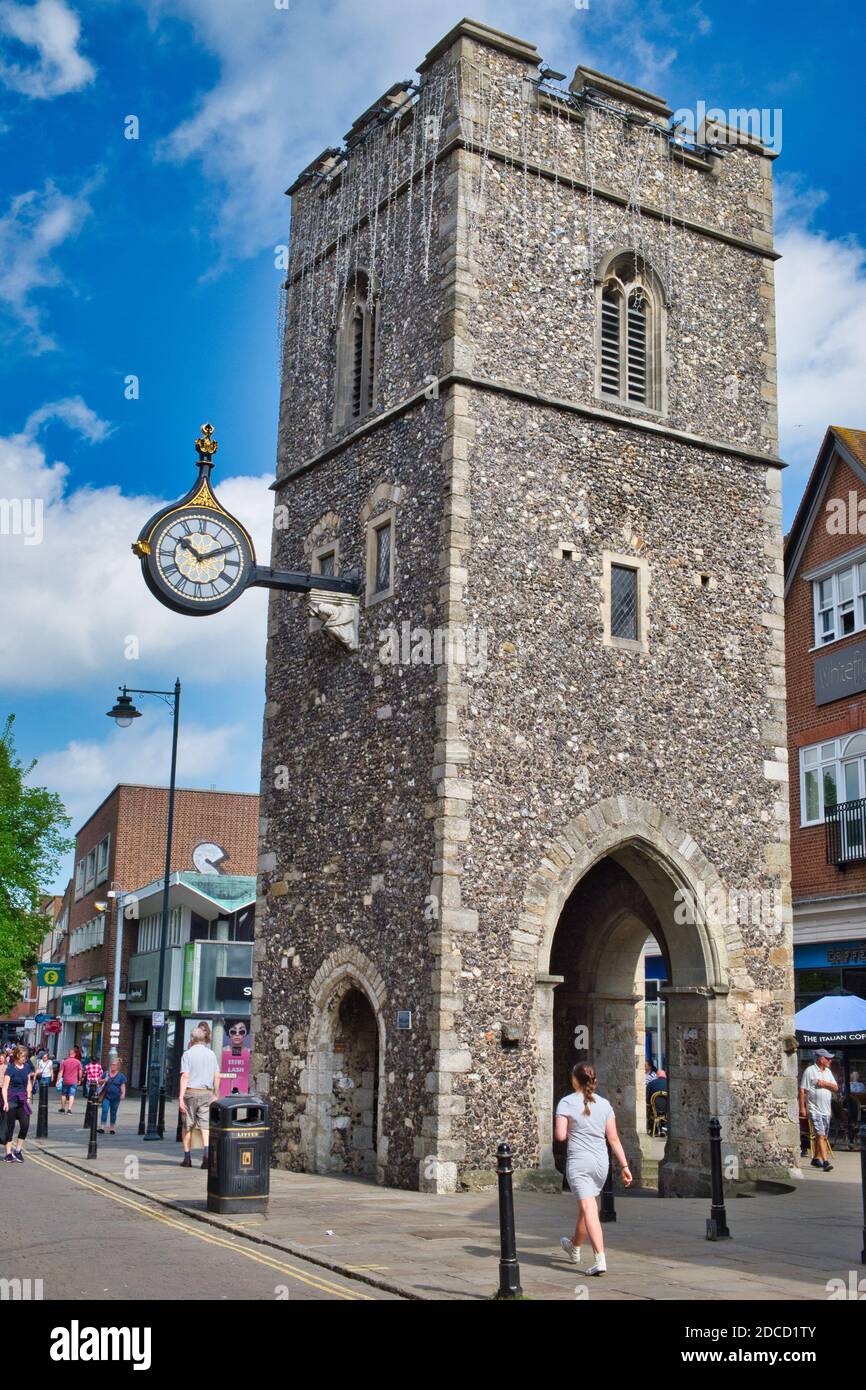 St George's tower. Part of the now-demolished medieval church of St George the Martyr in Canterbury, Kent, UK. Stock Photo