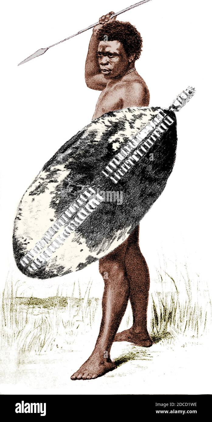 South Africa, Zulu Warrior, 1882 Stock Photo