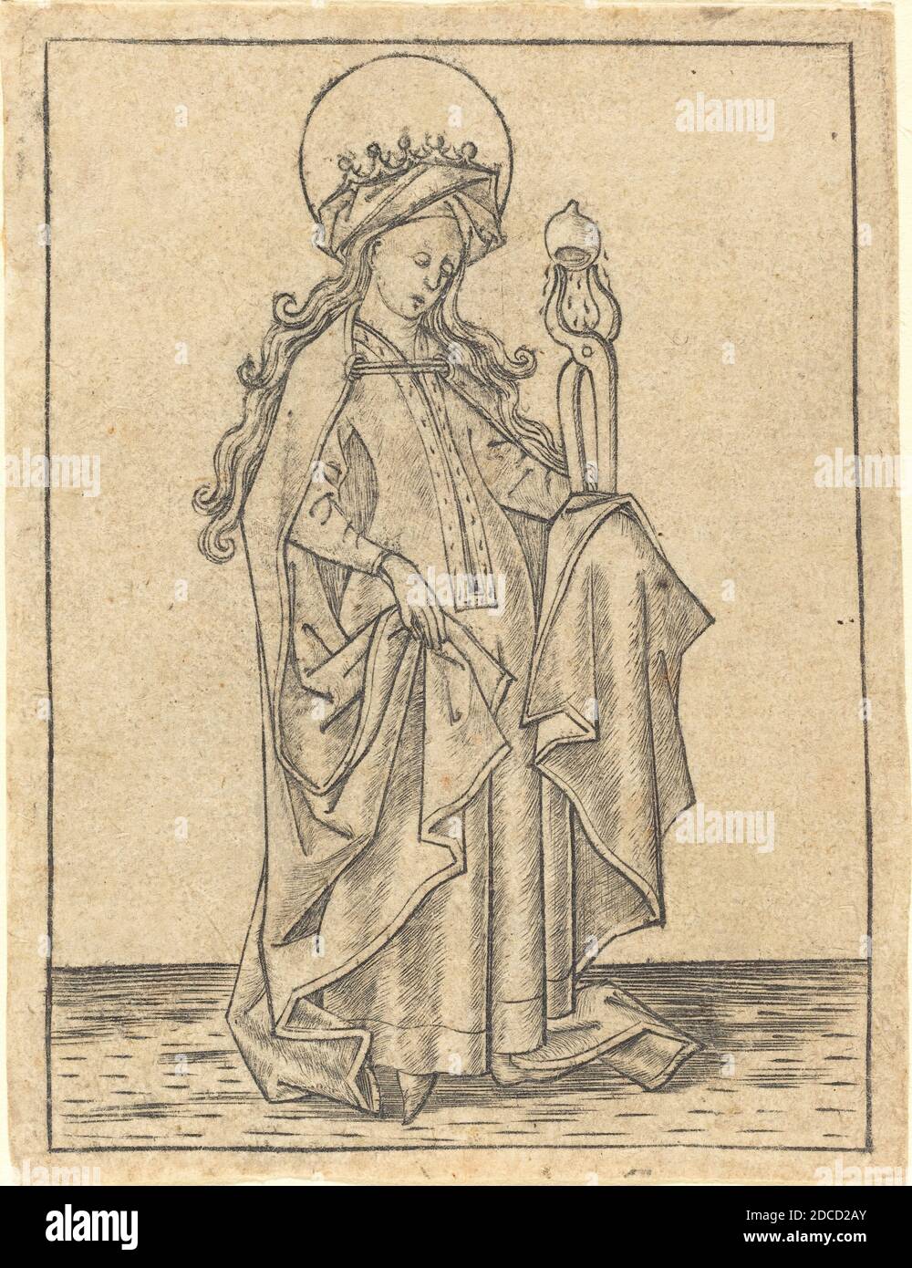 Israhel van Meckenem, (artist), German, c. 1445 - 1503, Saint Agatha, c. 1465, engraving Stock Photo