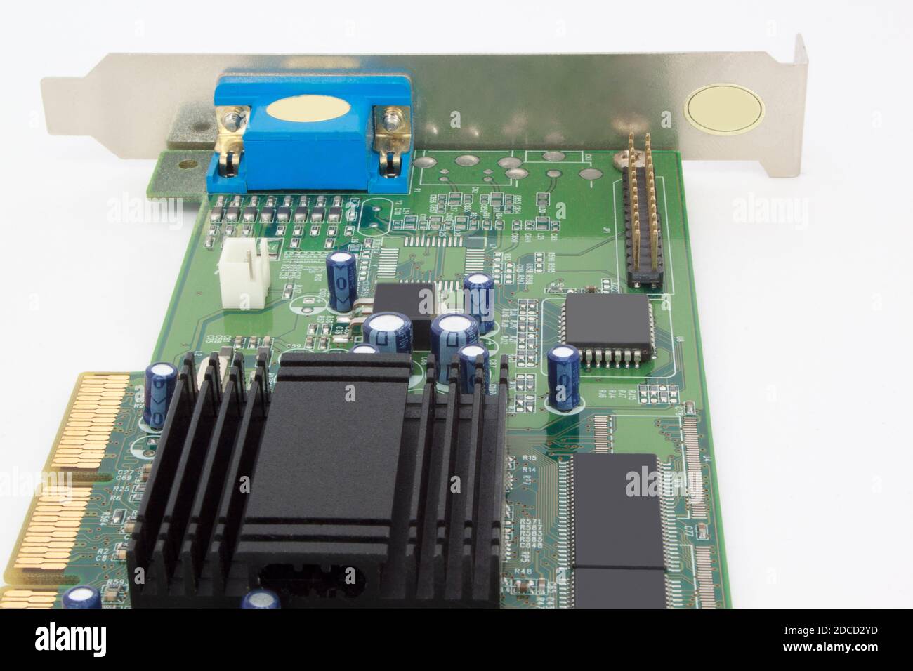 Video card for a personal computer. Retro technology. Isolated object. Stock Photo