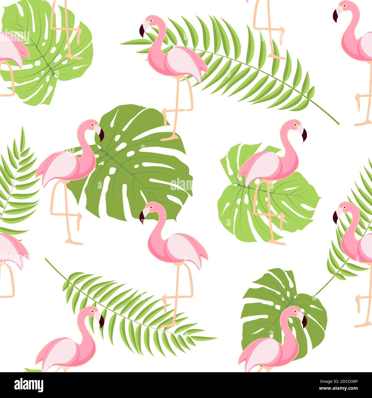 Cute Retro Seamless Flamingo Pattern Background Illustration Stock ...