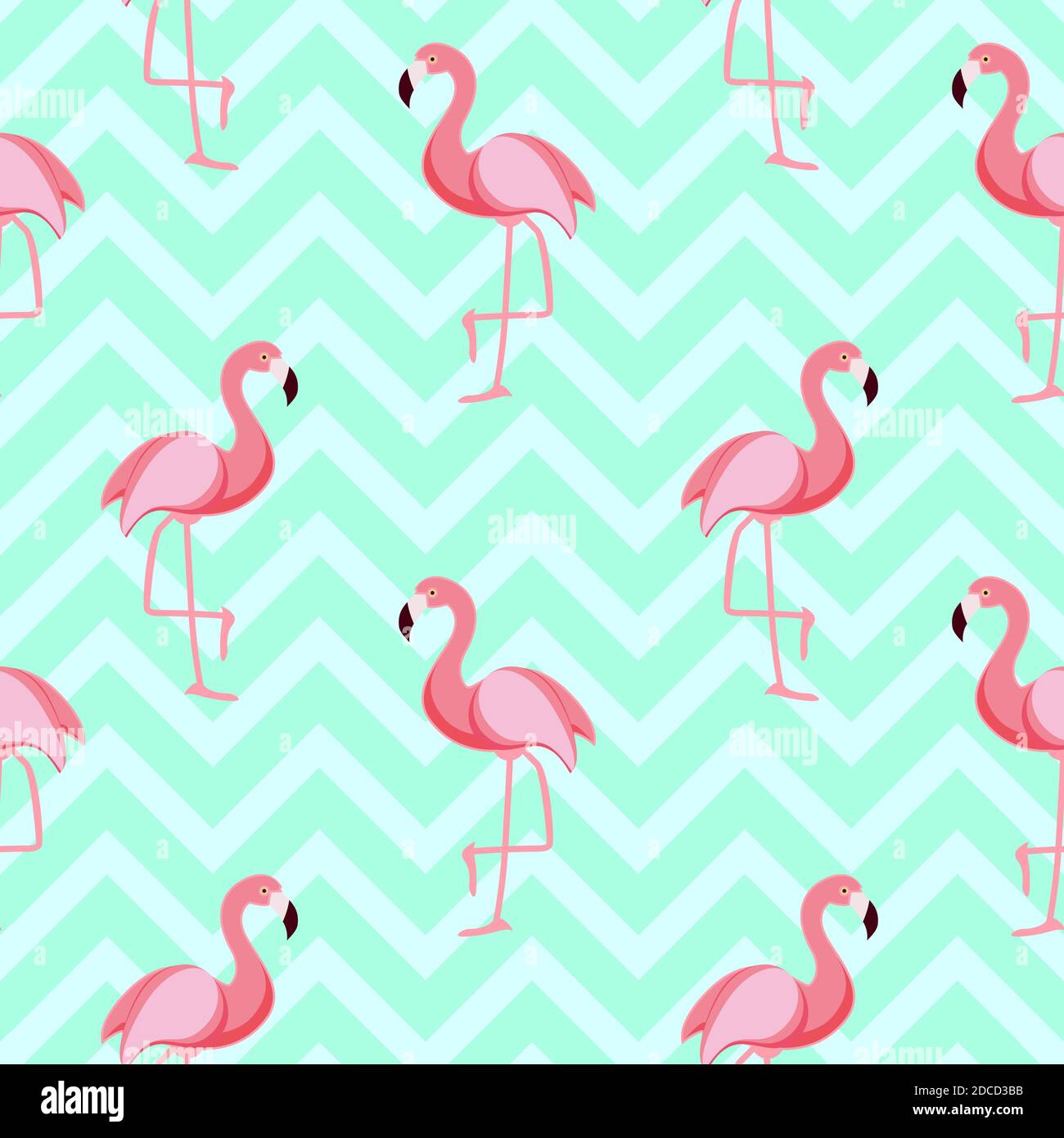 Cute Retro Seamless Flamingo Pattern Background Illustration Stock ...