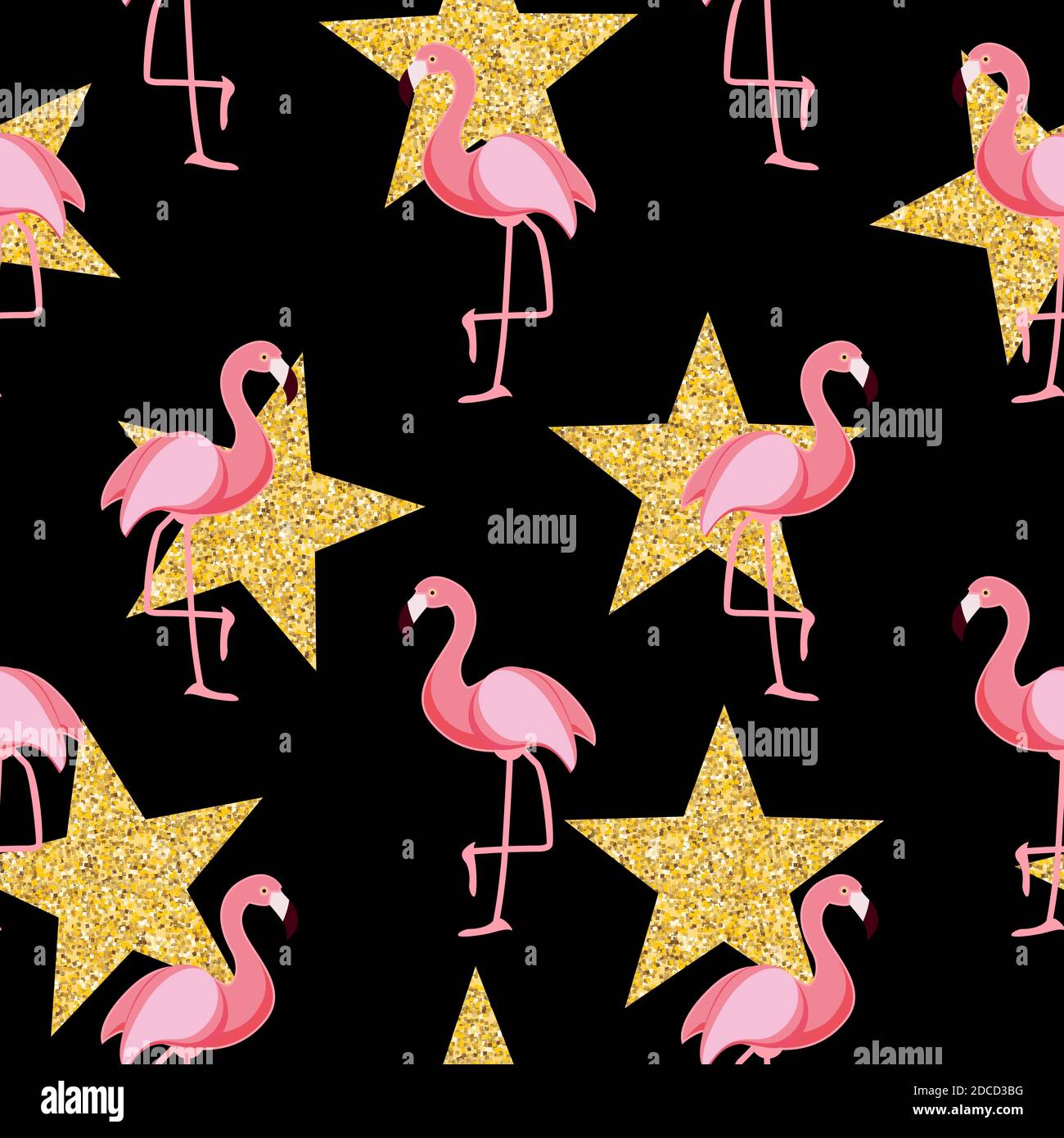 Cute Retro Seamless Flamingo Pattern Background Illustration Stock ...