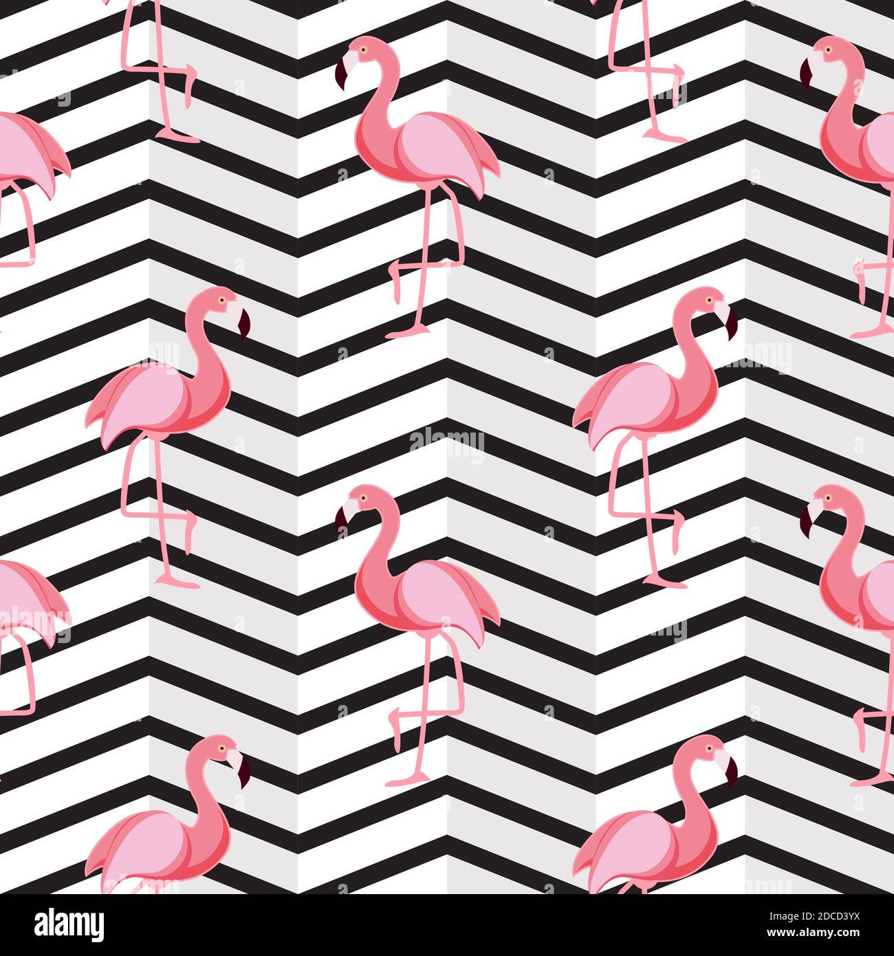 Cute Retro Seamless Flamingo Pattern Background Illustration Stock ...