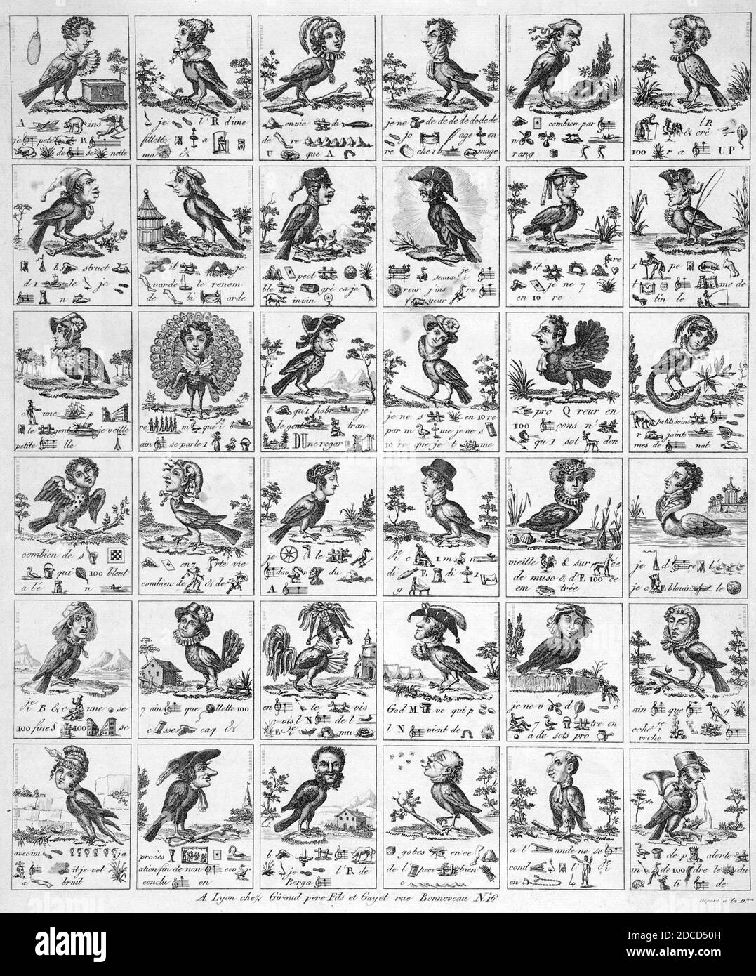 Rebuses with Birds with Human Heads, c.1834 Stock Photo